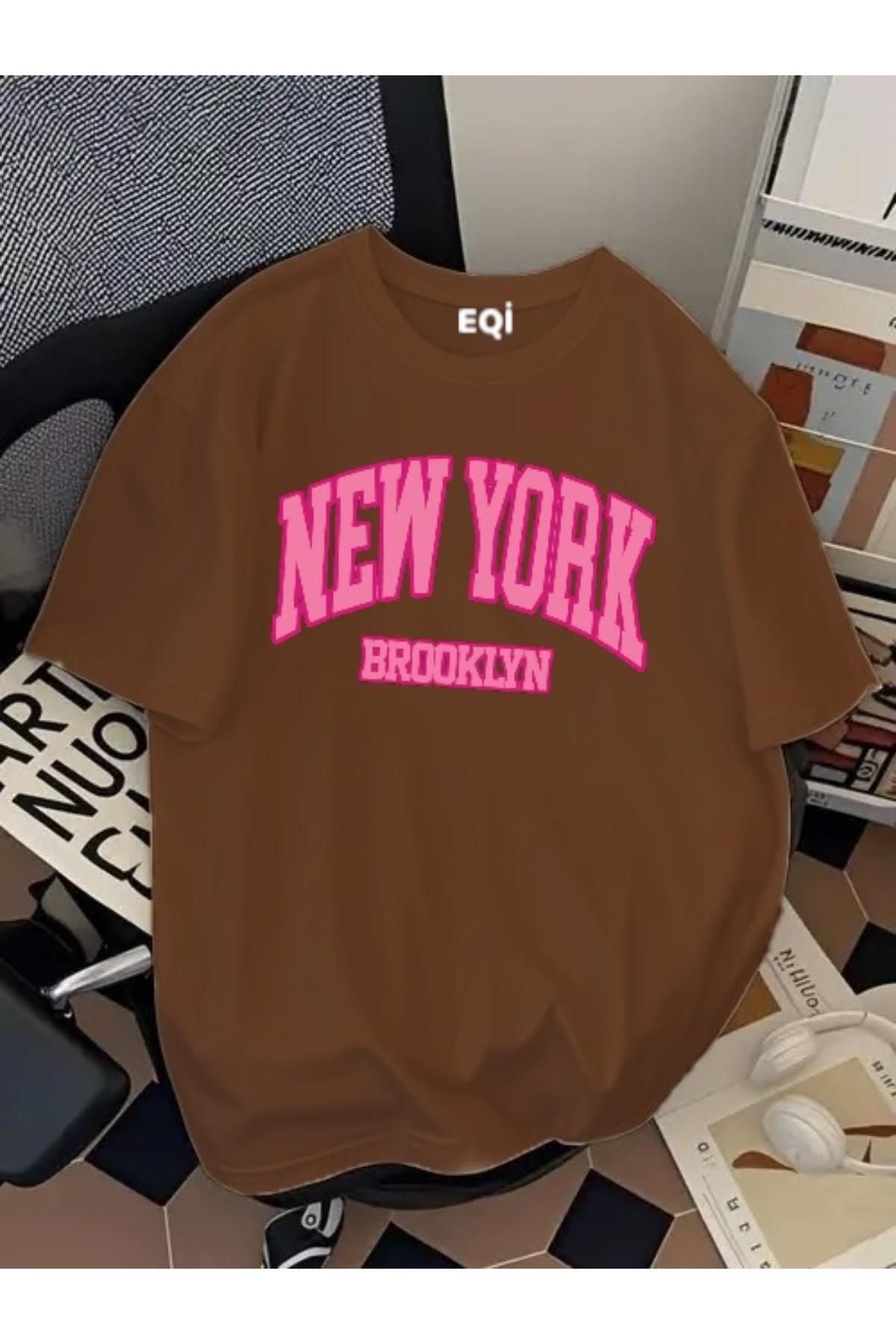 EQİ New York Brooklyn Baskılı Oversize T-Shirt