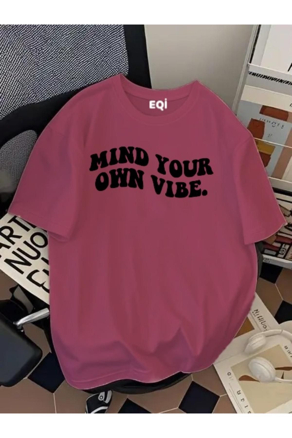 EQİ Mind Your Own Vibe Baskılı Oversize T-Shirt