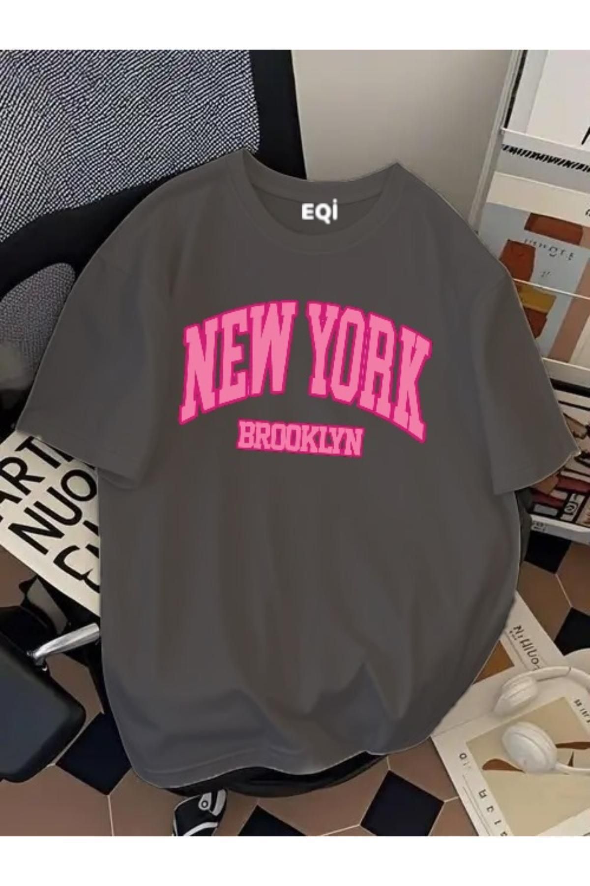 EQİ New York Brooklyn Baskılı Oversize T-Shirt