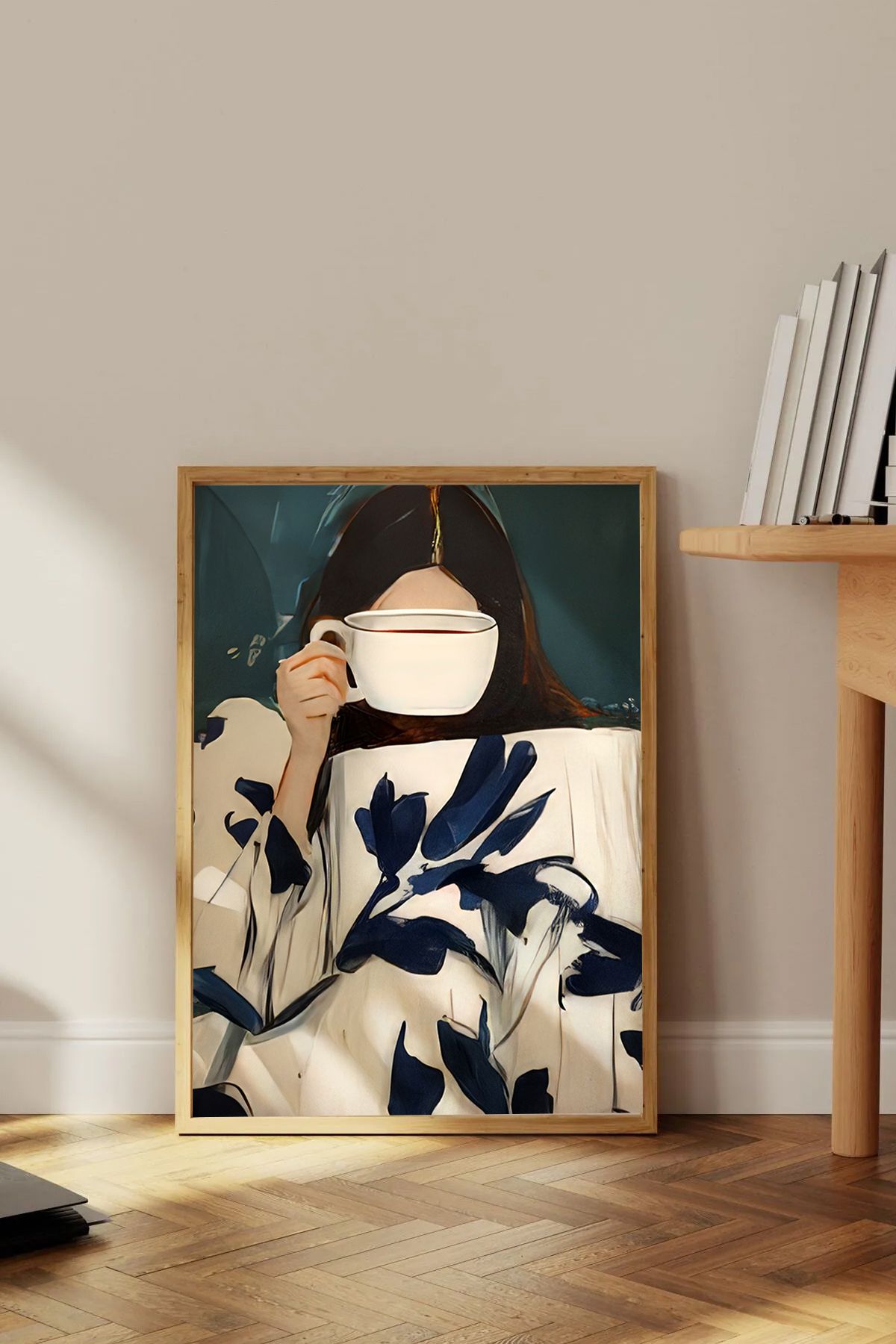 Dekorsiahome Tek Parça Ahşap Çerçeveli Oturma Odası Salon Mutfak Tablo TK0663