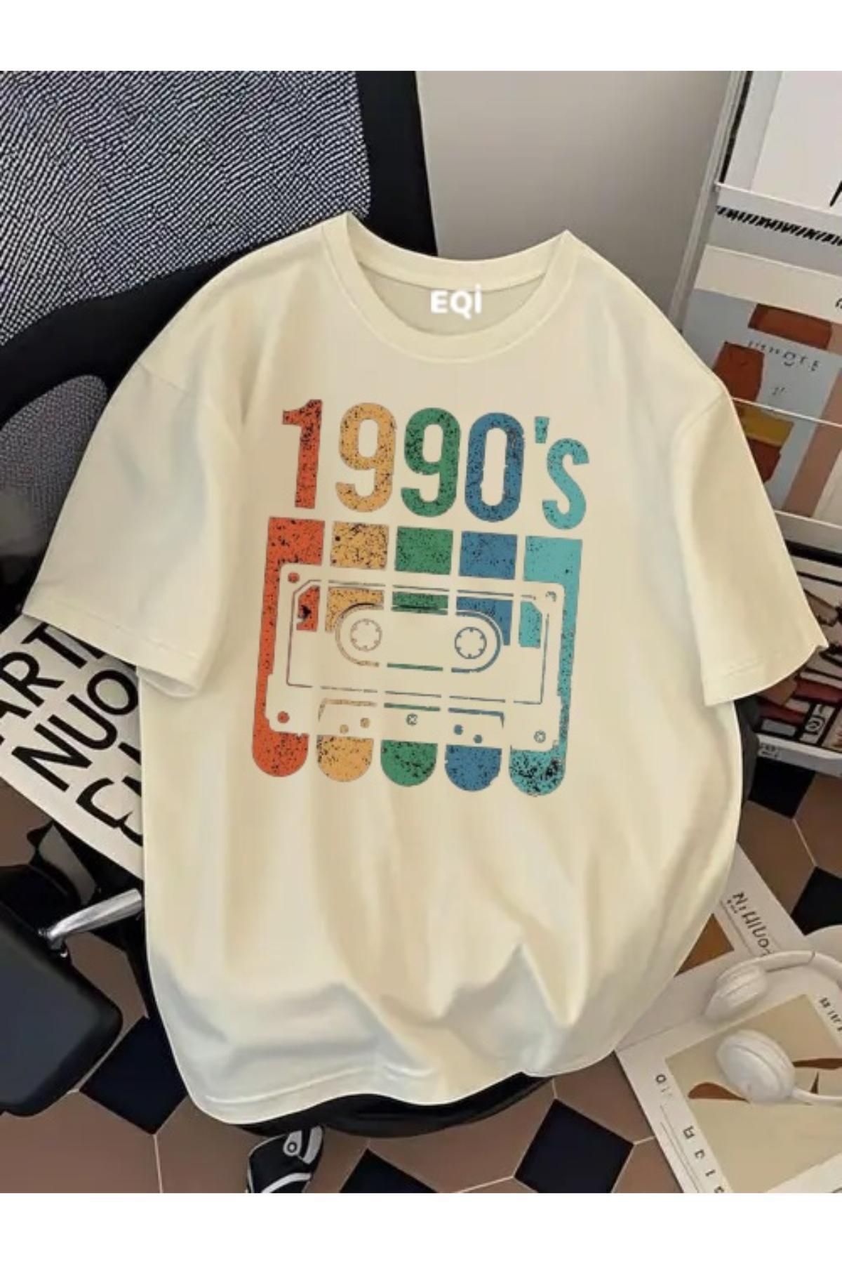 EQİ 1990's Kaset Baskılı Oversize T-Shirt