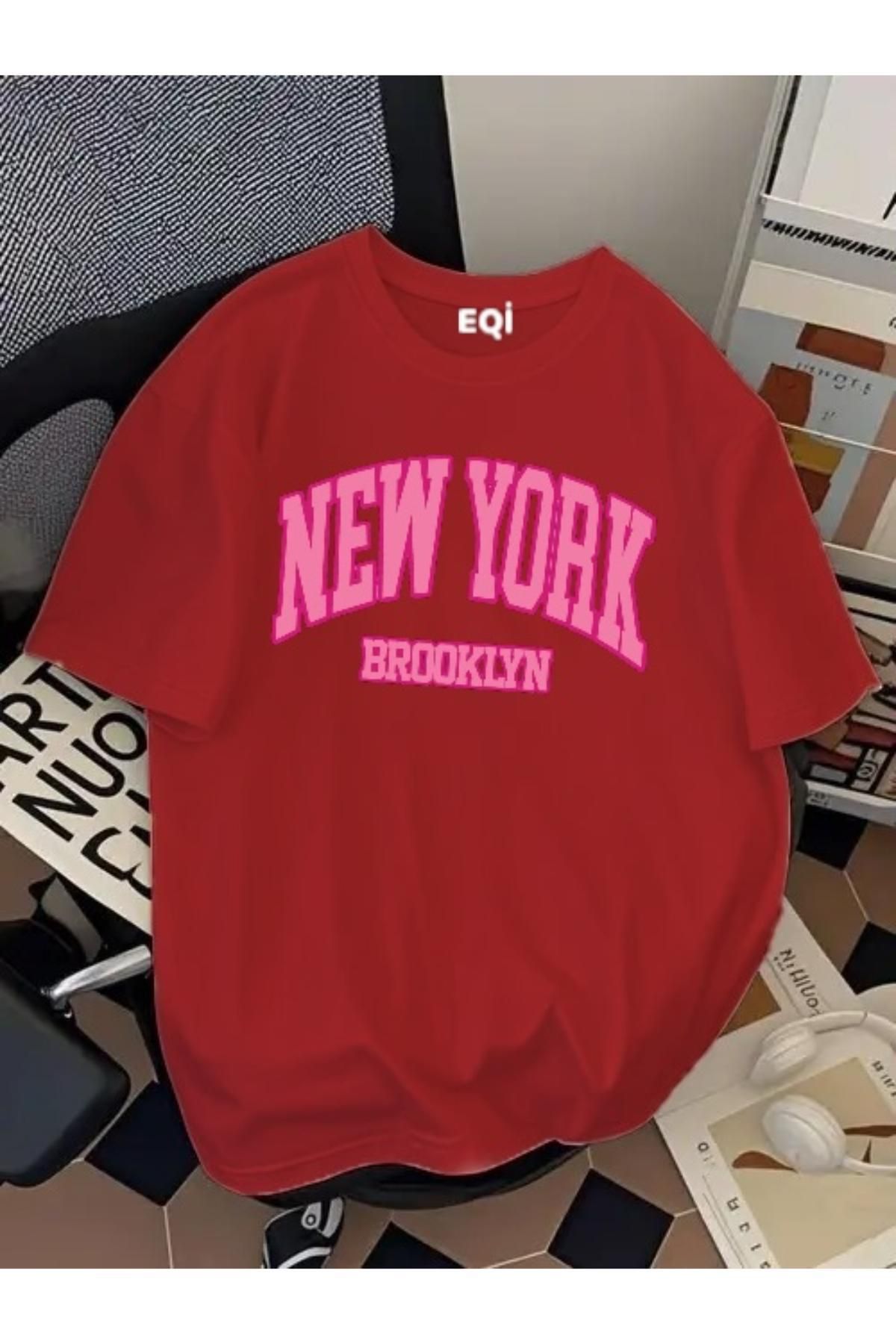 EQİ New York Brooklyn Baskılı Oversize T-Shirt
