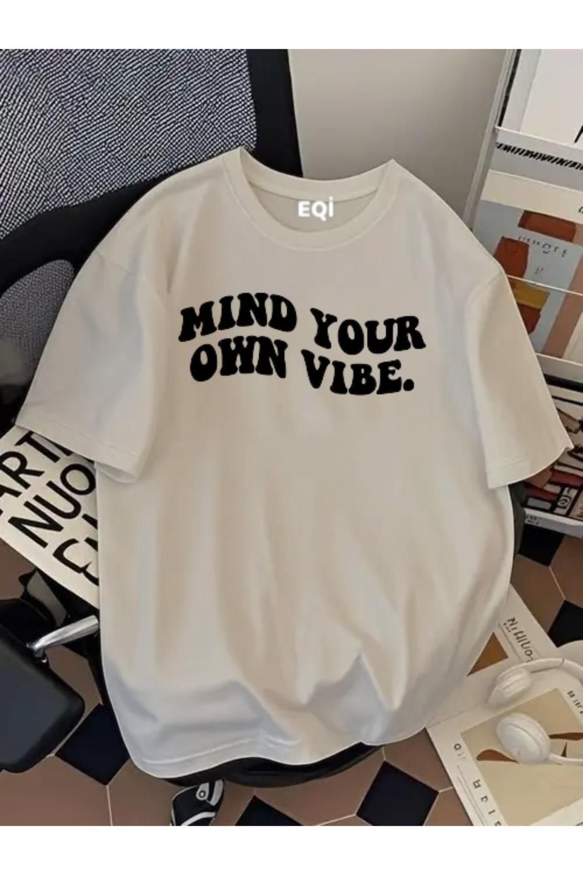 EQİ Mind Your Own Vibe Baskılı Oversize T-Shirt