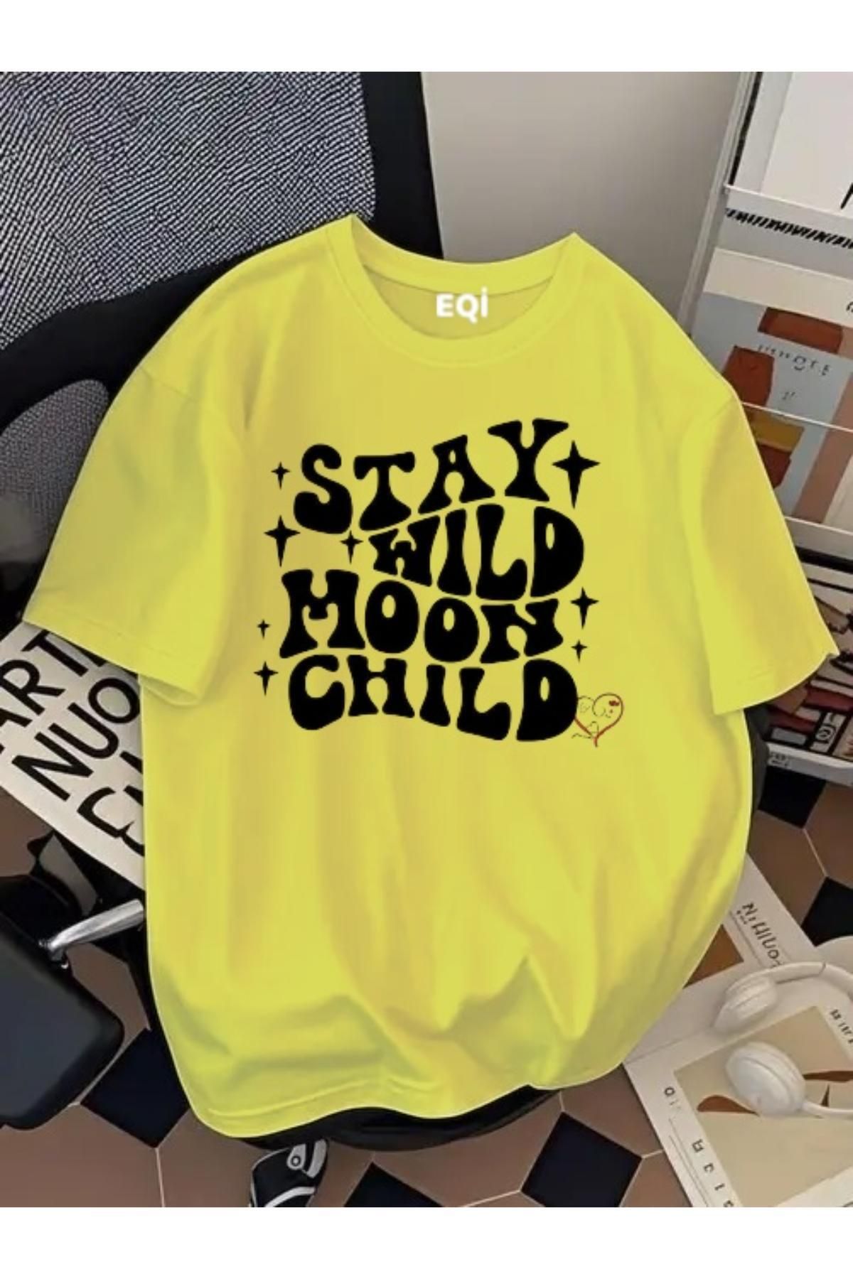 EQİ Stay Wild Moon Child Baskılı Oversize T-Shirt