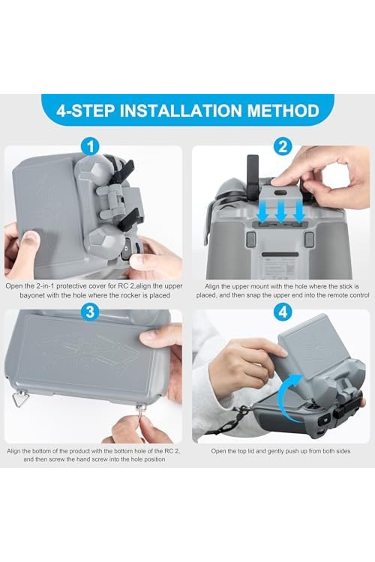 Cesiro-Capota solară STARTRC Mini 4 Pro pentru controler DJI RC 2, Joystick-uri de umbrelă 3-în-1 Protector 6