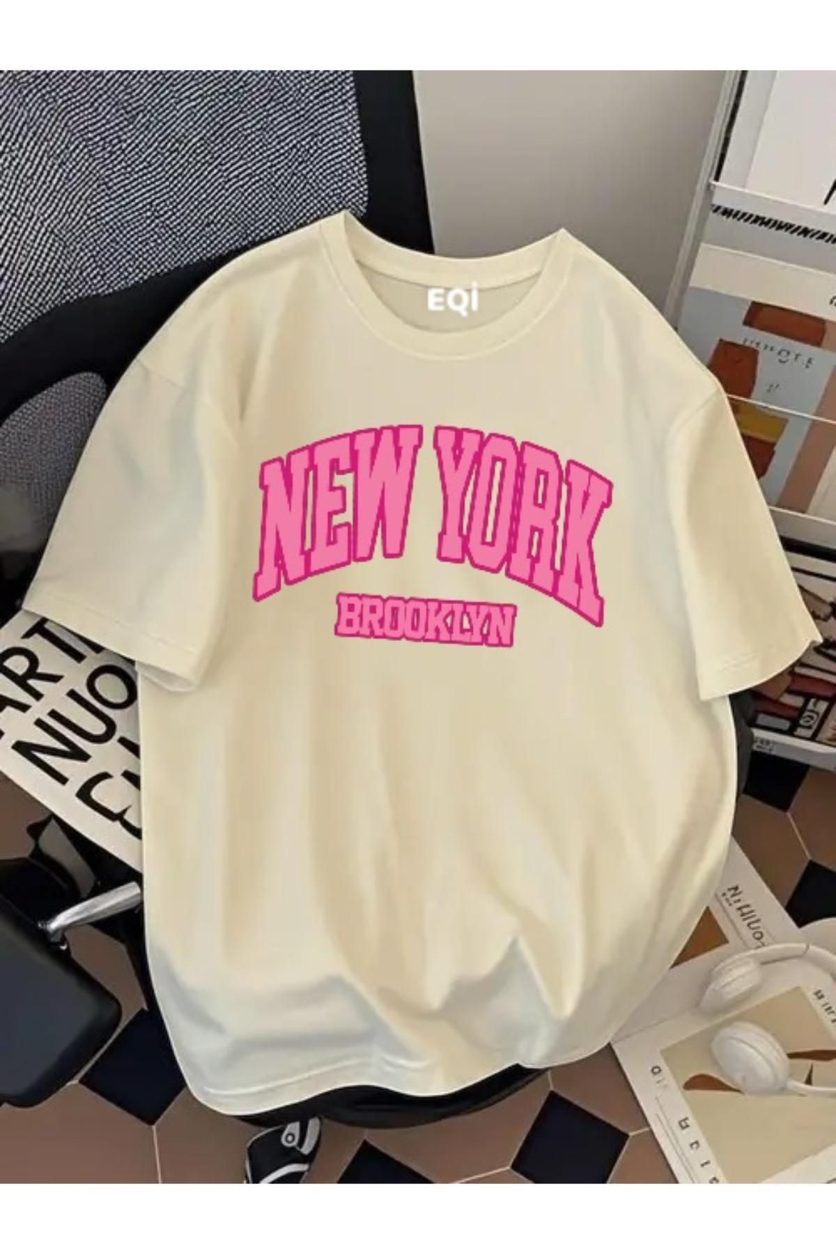 EQİ New York Brooklyn Baskılı Oversize T-Shirt