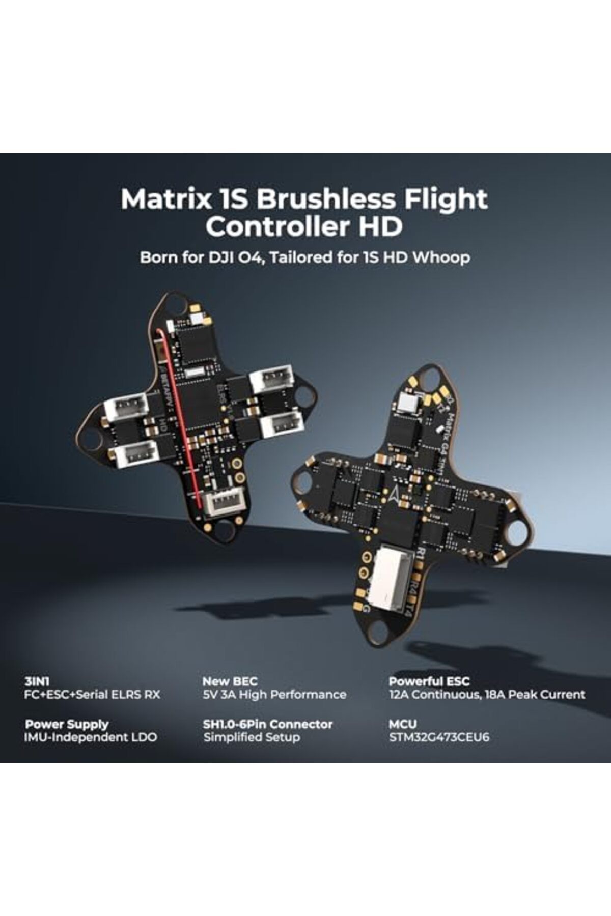 Cesiro-Controller de zbor fără perii BETAFPV Matrix 1S ​​G4 3-în-1 HD, ELRS RX serial încorporat cu 5V 3A B 2