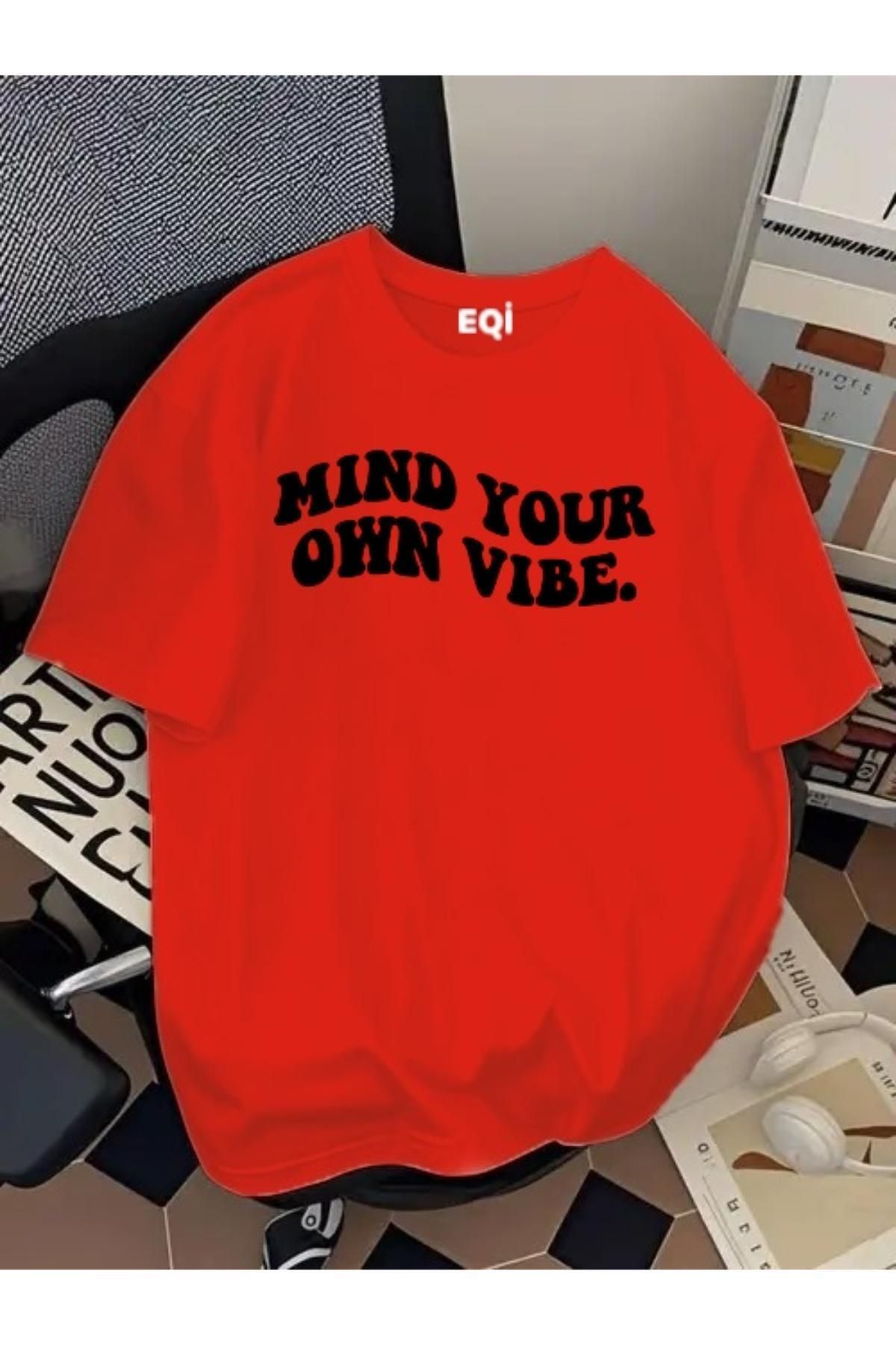 EQİ Mind Your Own Vibe Baskılı Oversize T-Shirt
