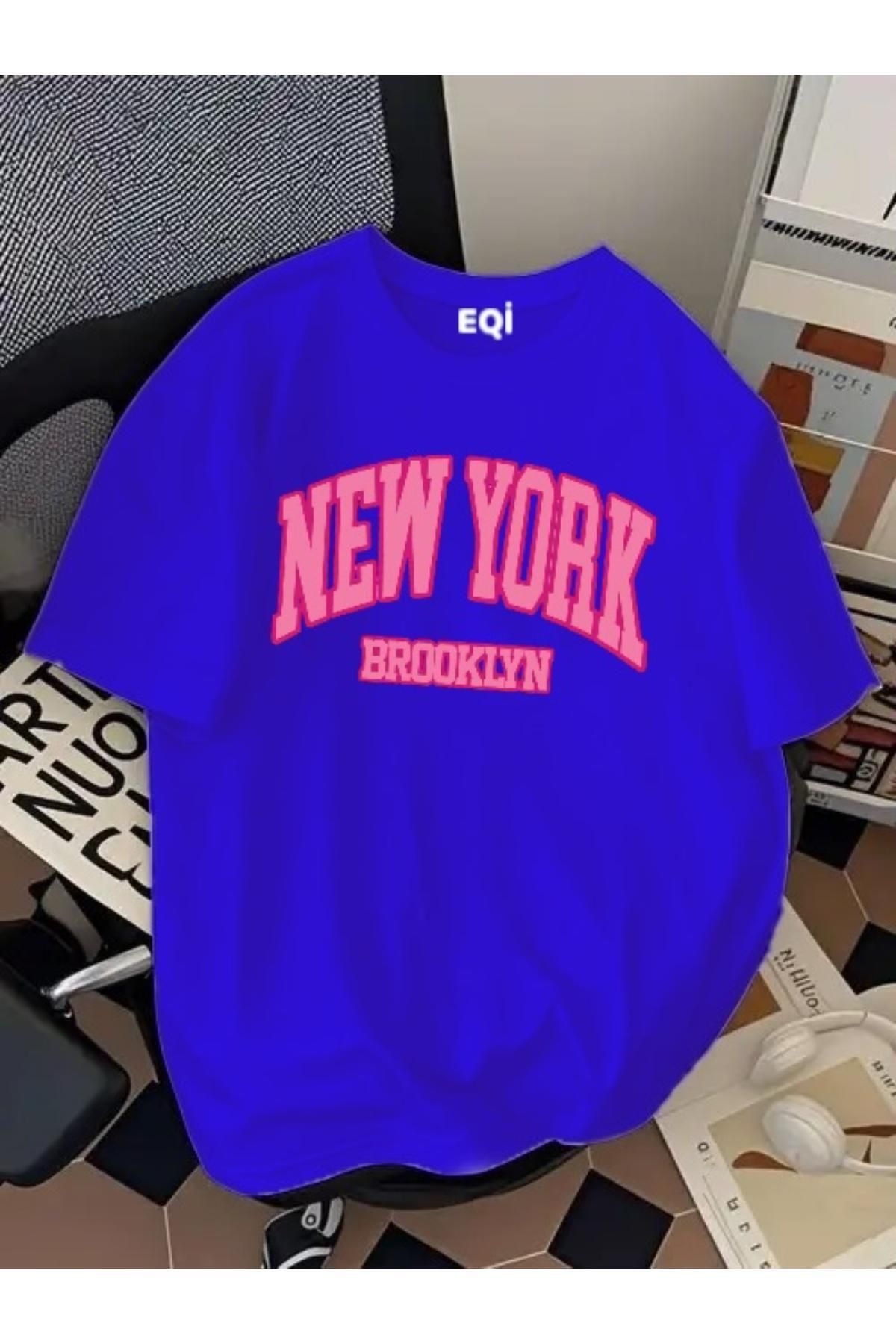 EQİ New York Brooklyn Baskılı Oversize T-Shirt