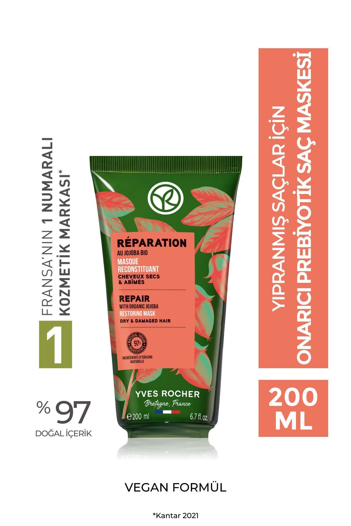 Onarıcı Prebiyotik Saç Maskesi - Yıpranmış Saçlar / Reparation -Vegan -200ml