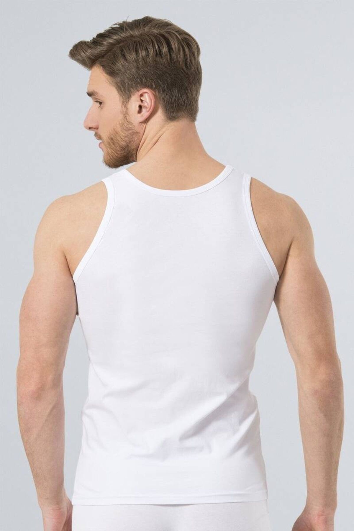 TÜREN-163 White Men's Lycra Tank Top 4