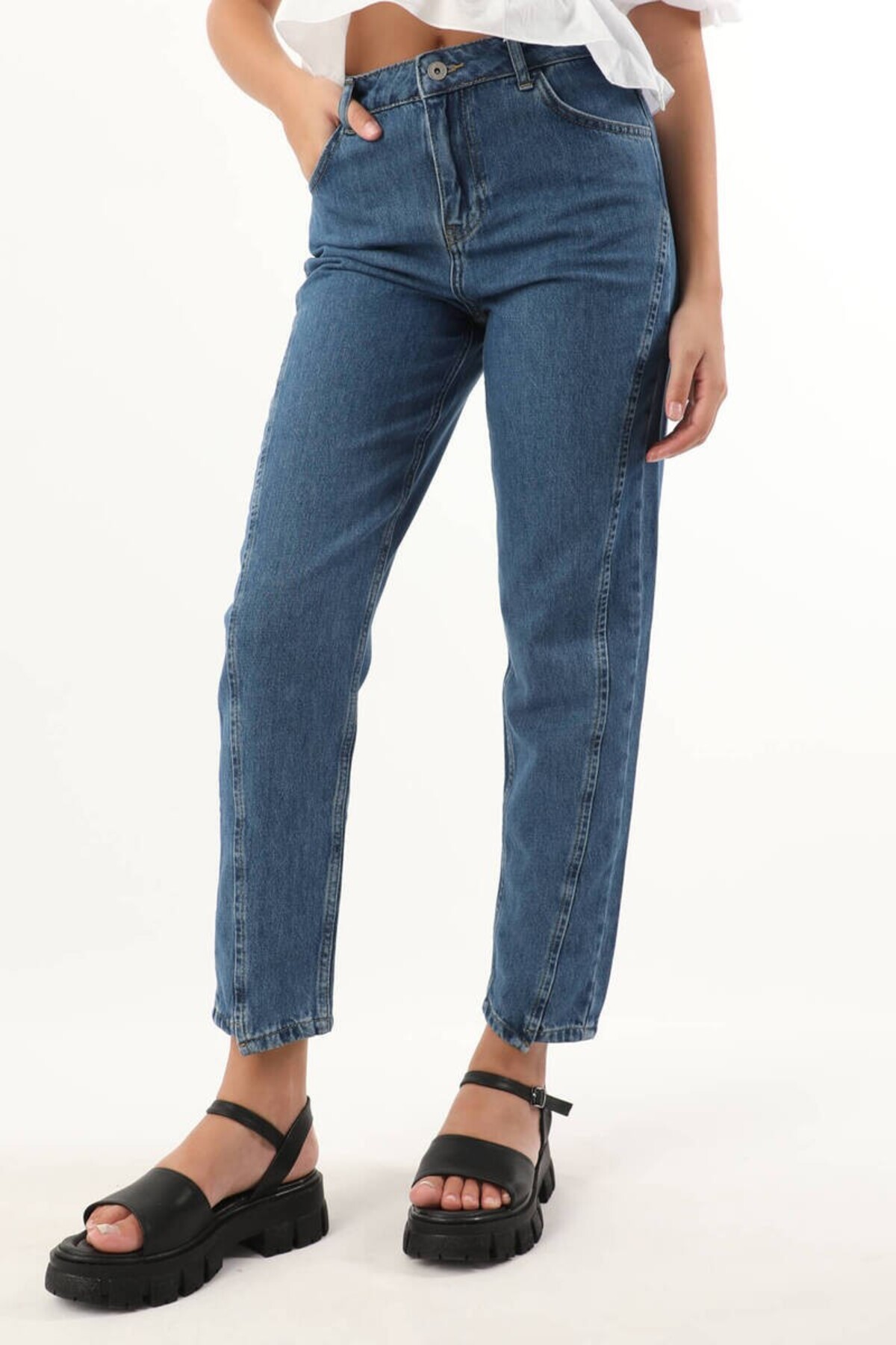 BANNY JEANS  Kadın Yüksek Bel Jean Pantolon Mavi - Görsel 6