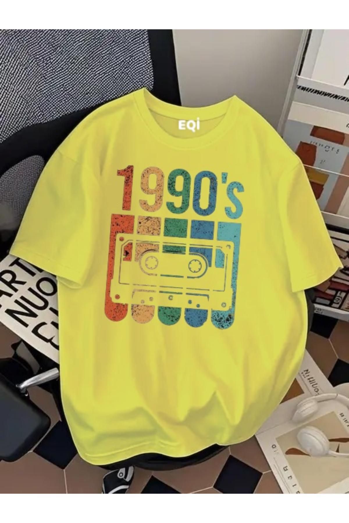EQİ 1990's Kaset Baskılı Oversize T-Shirt