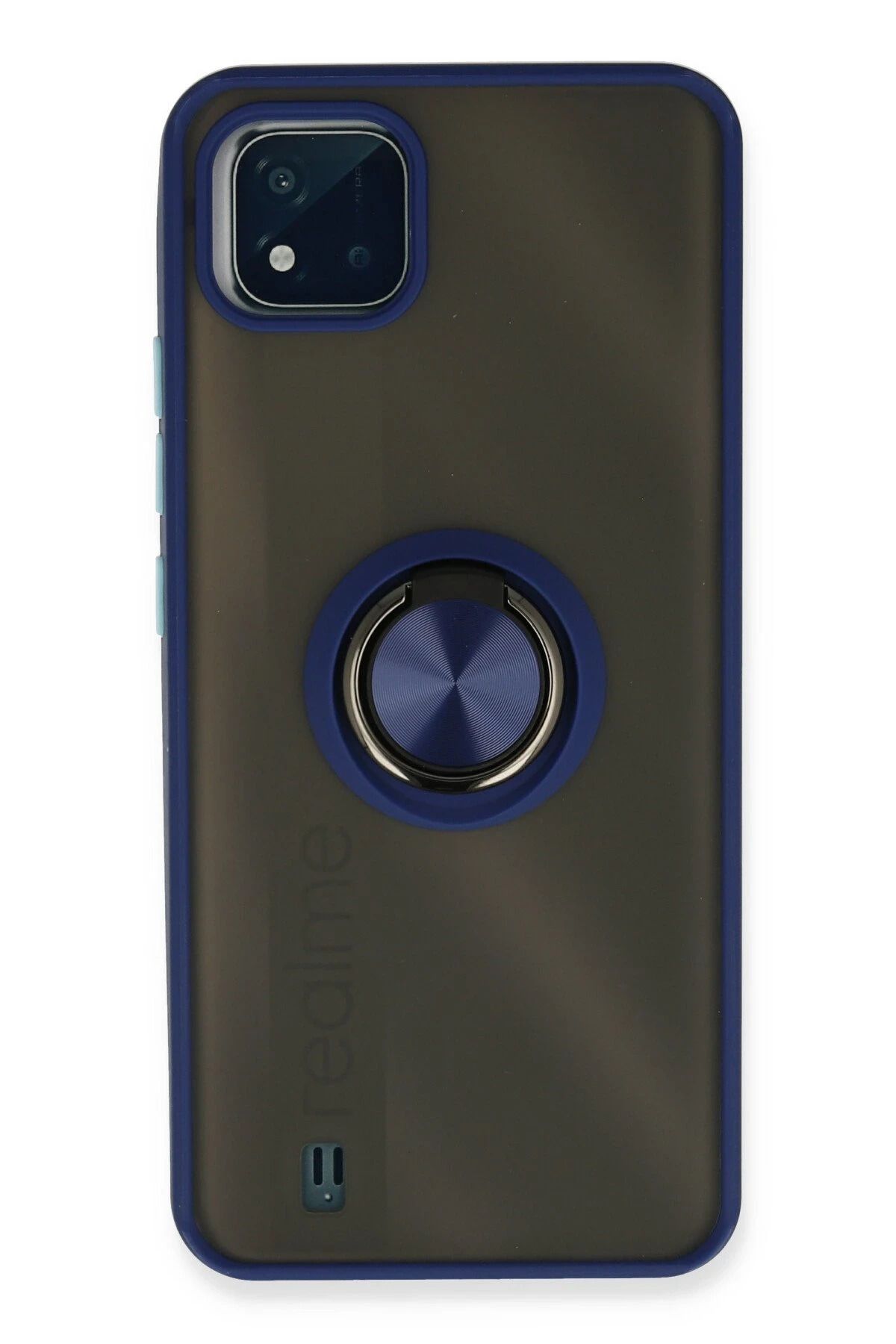 NewFace Realme C11 2021 Kılıf Montreal Yüzüklü Silikon Kapak - Lacivert FERRG