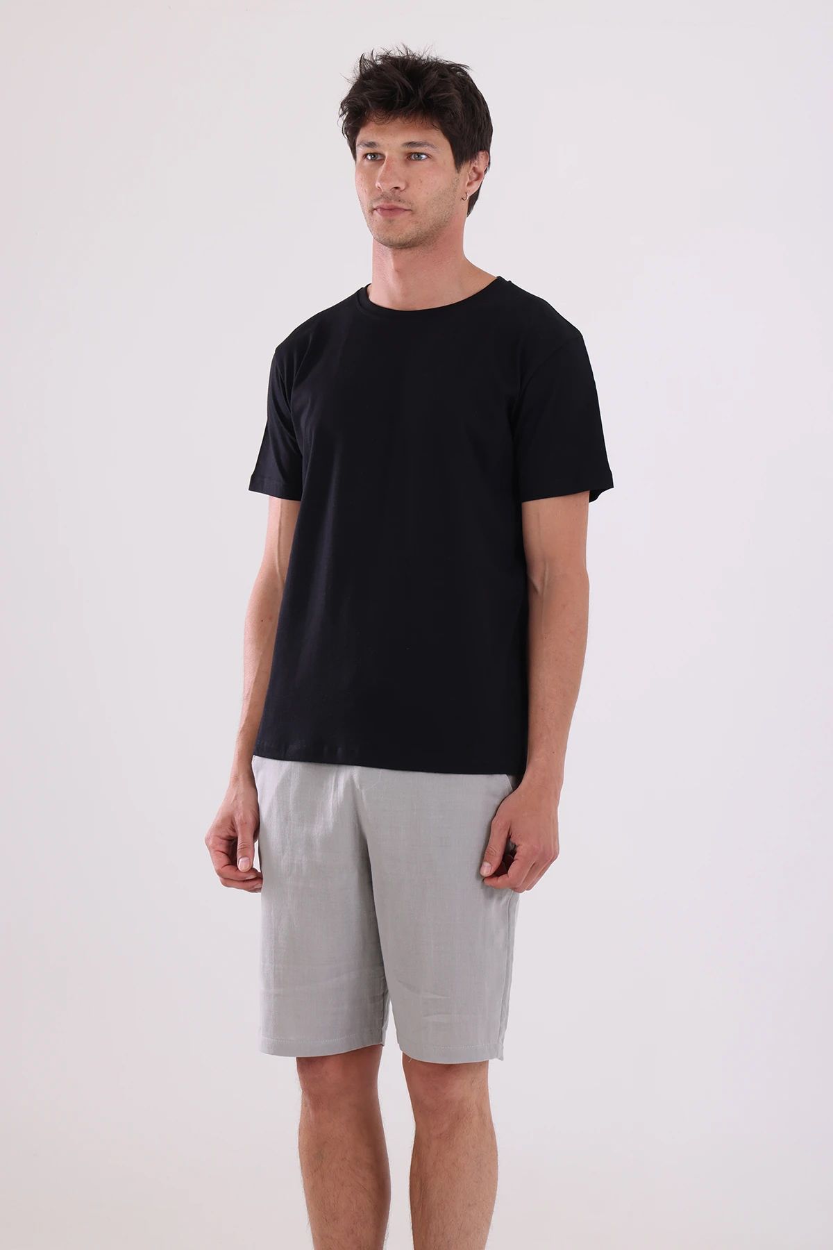 Fambur %100 Pamuklu Bisiklet Yaka Basic Tişört Regular Fit / Normal Kesim