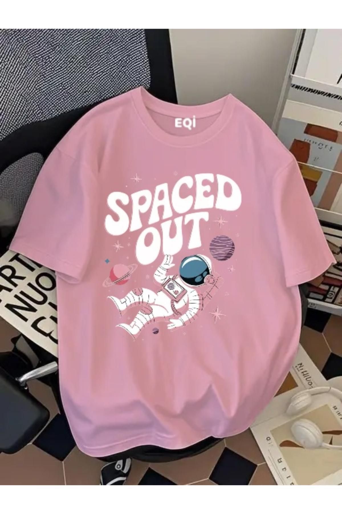 EQİ Astronot Spaced Out Baskılı Oversize T-Shirt