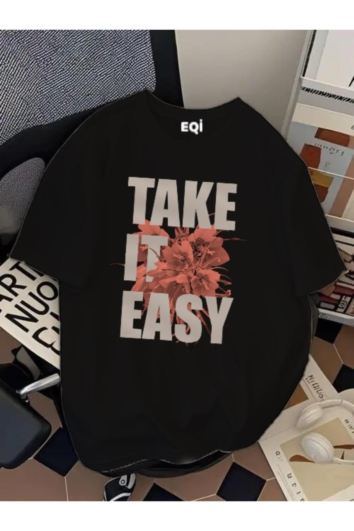 EQİ Take It Easy Baskılı Oversize T-Shirt