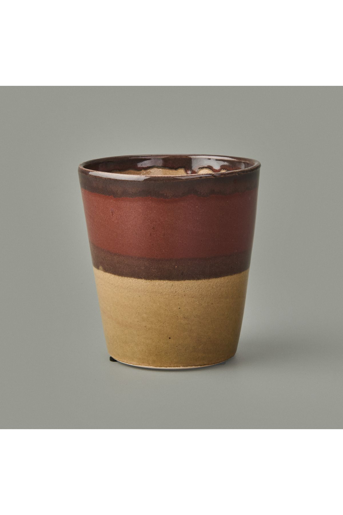 Simple Living Seramik Saksı - Kahverengi - 13x12 cm