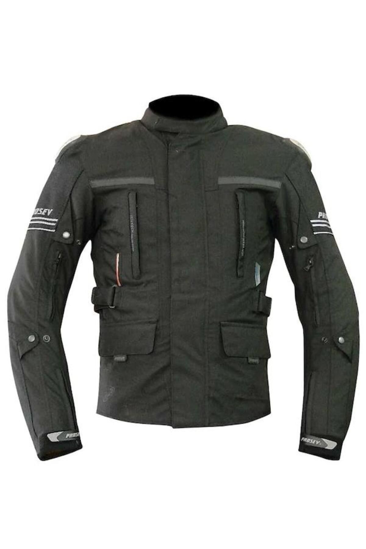 Prosev 7152 Titanyum Uzun Siyah Korumalı Motosiklet Mont