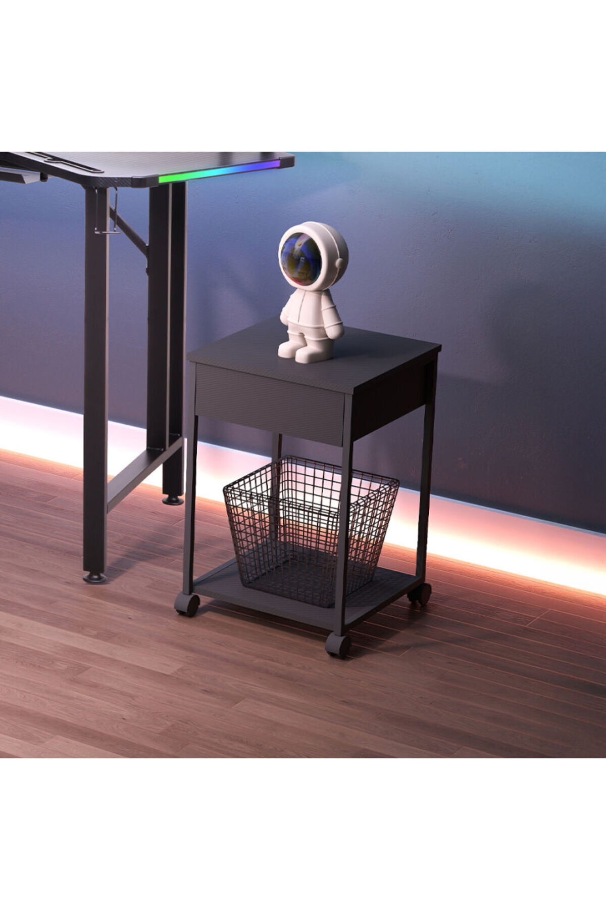 Adore Mobilya Multi Çekmeceli Keson Carbon Fiber - Siyah 40x40x60 cm