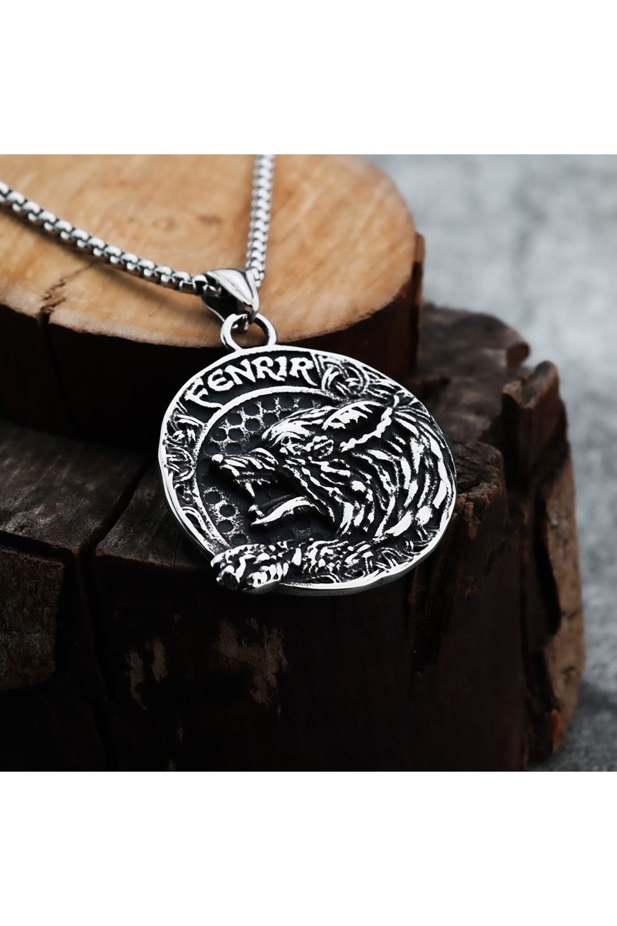 Viking Odin Geri&Freki Çift Taraflı Viking Pusulası Runik Alfabesi İskandinav Mitolojisi 316L Çelik