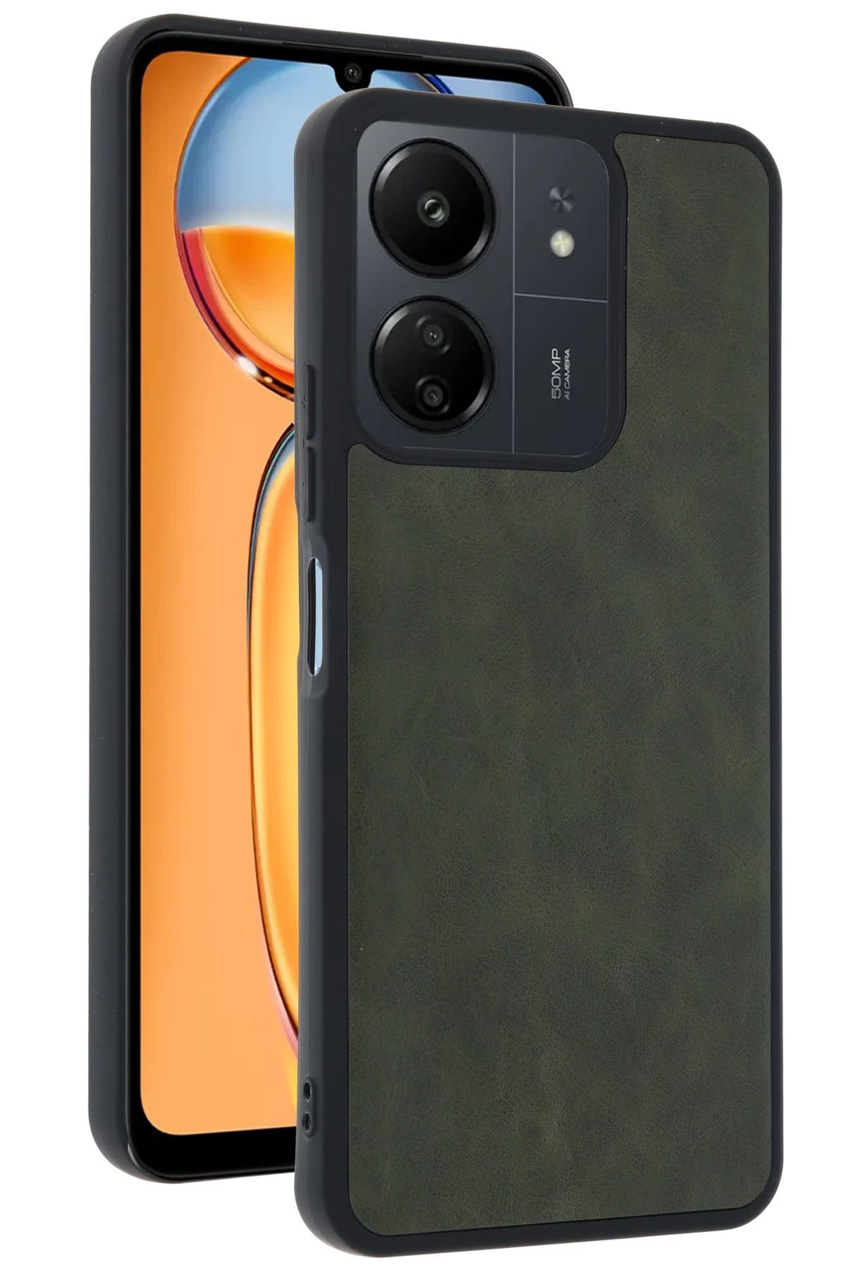 NewFace Xiaomi Redmi 13C Kılıf Aras Deri Kapak - Açık Yeşil FERRG