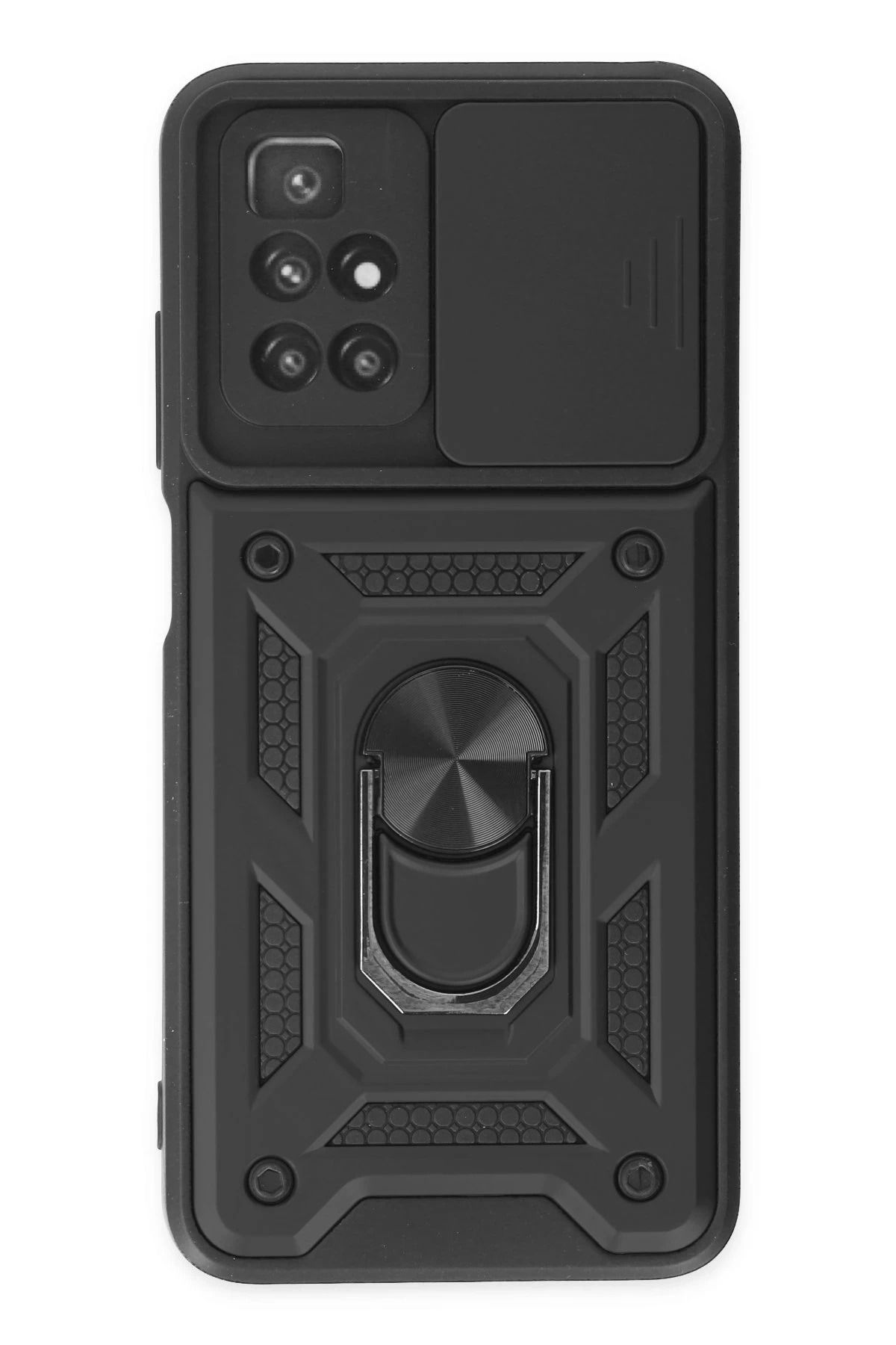 NewFace Xiaomi Redmi 10 2022 Kılıf Pars Lens Yüzüklü Silikon - Siyah FERRG