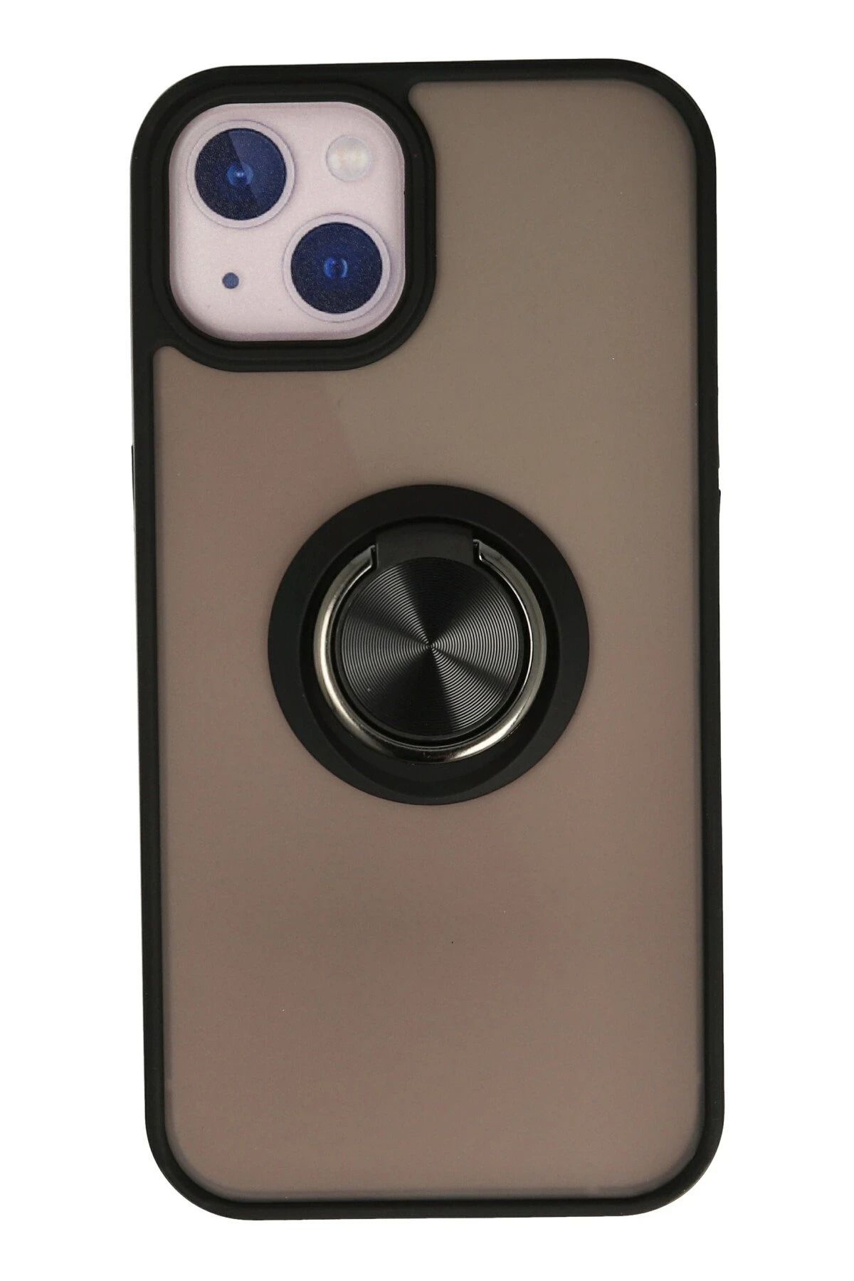 NewFace iPhone 13 Kılıf Montreal Yüzüklü Silikon Kapak - Siyah FERRG