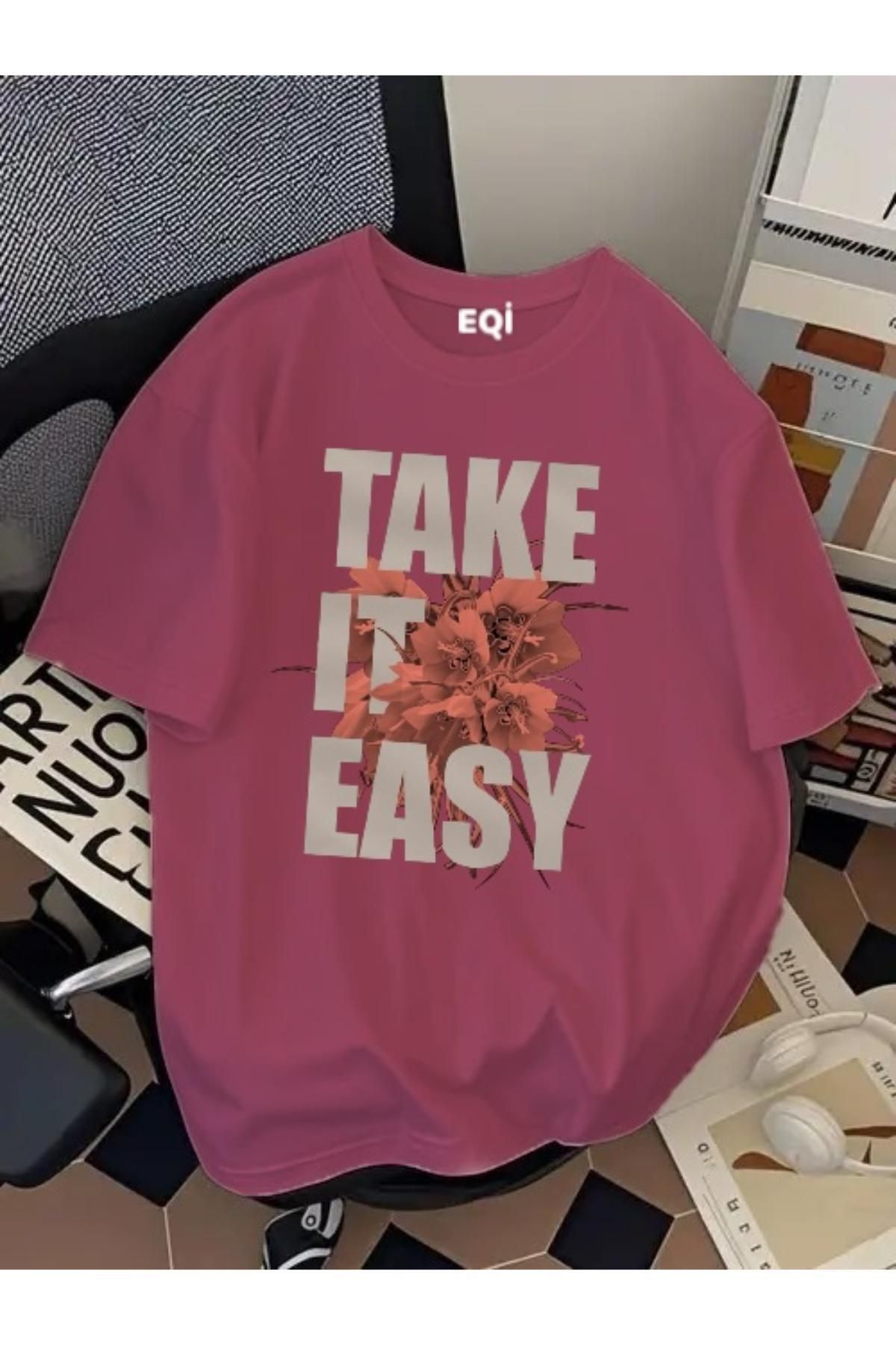 EQİ Take It Easy Baskılı Oversize T-Shirt