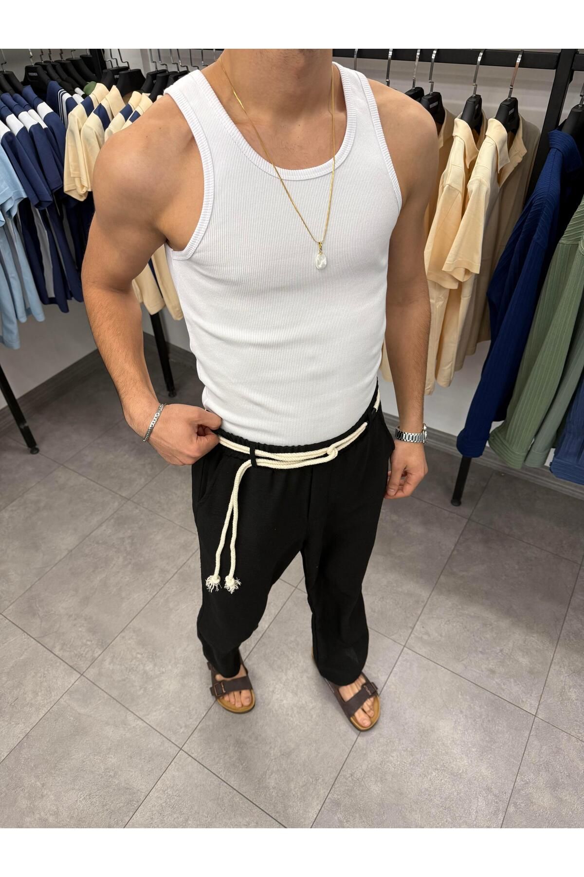 Butik Likralı Pamuklu Slimfit Atlet Beyaz