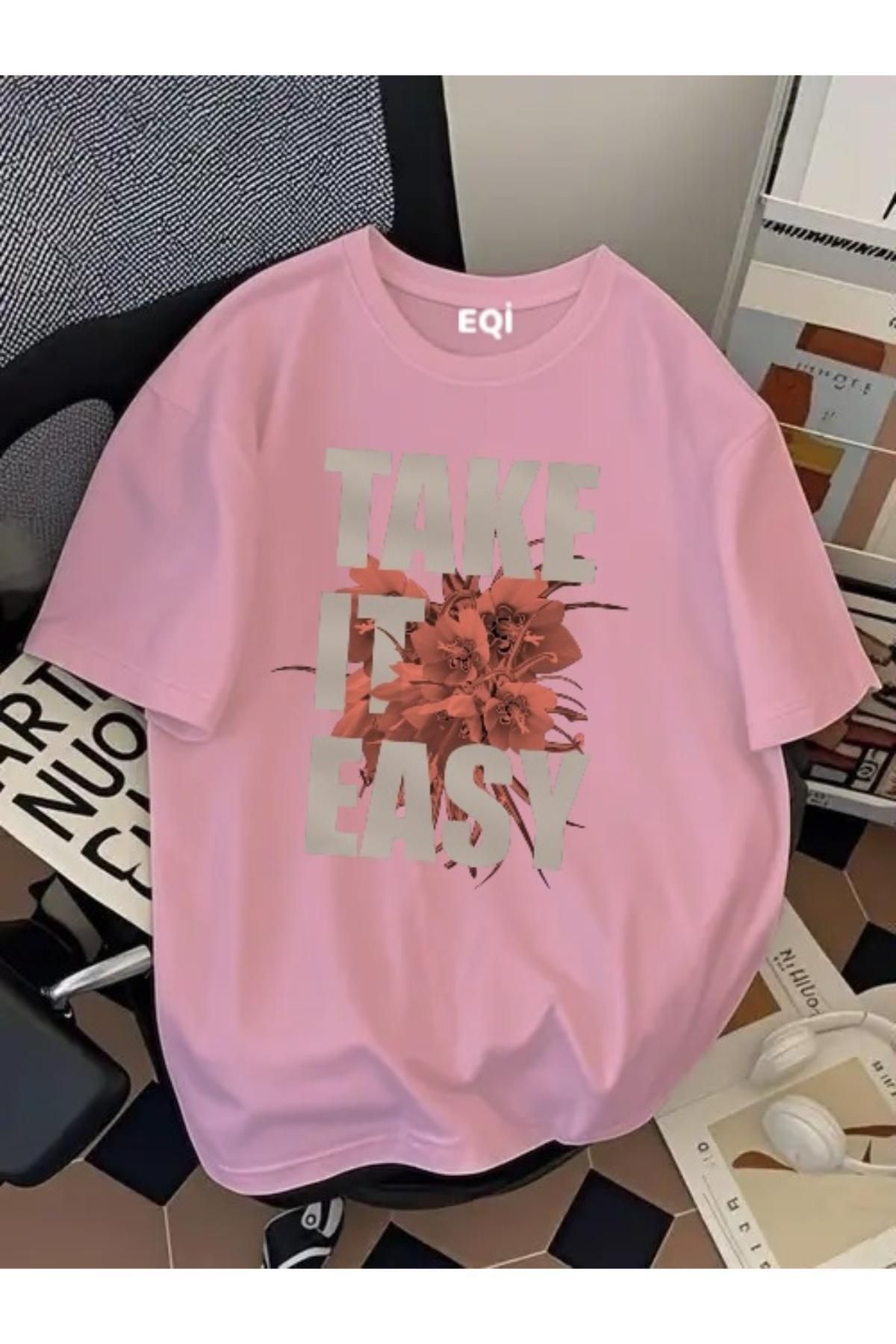 EQİ Take It Easy Baskılı Oversize T-Shirt
