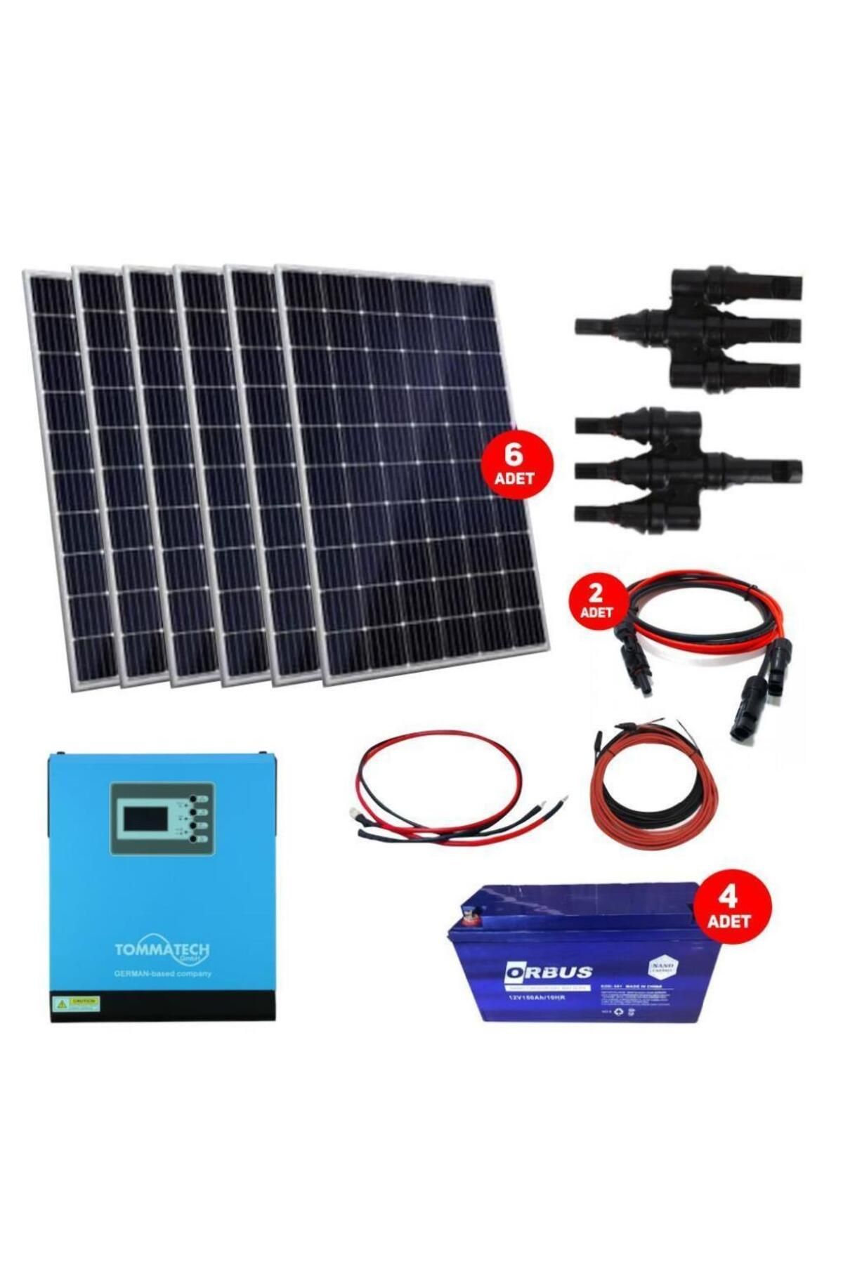 Fabri Solar Güneş Enerjisi Bağ Evi Solar Paketi – 5Kw İnverter + 6X 330W Güneş Paneli + 4X 12V 150Ah Jel Akü