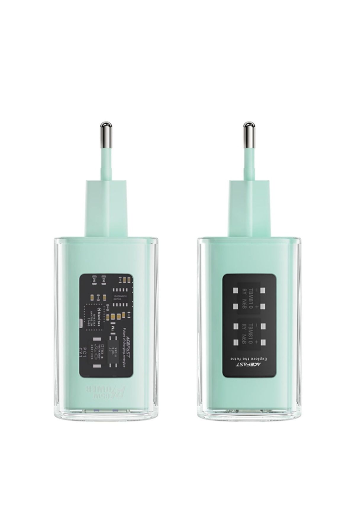 Acefast-Încărcător de perete, încărcare rapidă, AcesFast, 2x Tip-C, USB, GaN, încărcare rapidă PD65W, A45, Verde 4