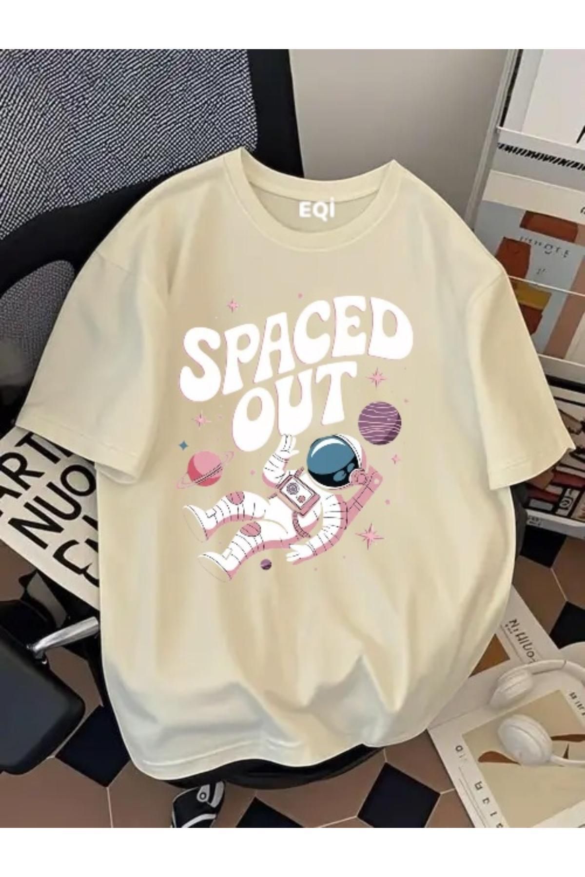 EQİ Astronot Spaced Out Baskılı Oversize T-Shirt