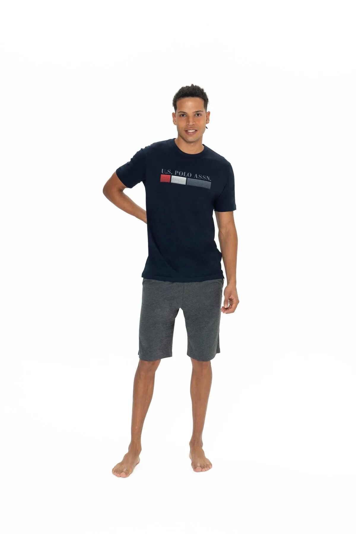 یو اس پولو ست لباس خواب مردانه یقه گرد U.S. Polo Assn (بالاتنه، پایین تنه و شلوارک)