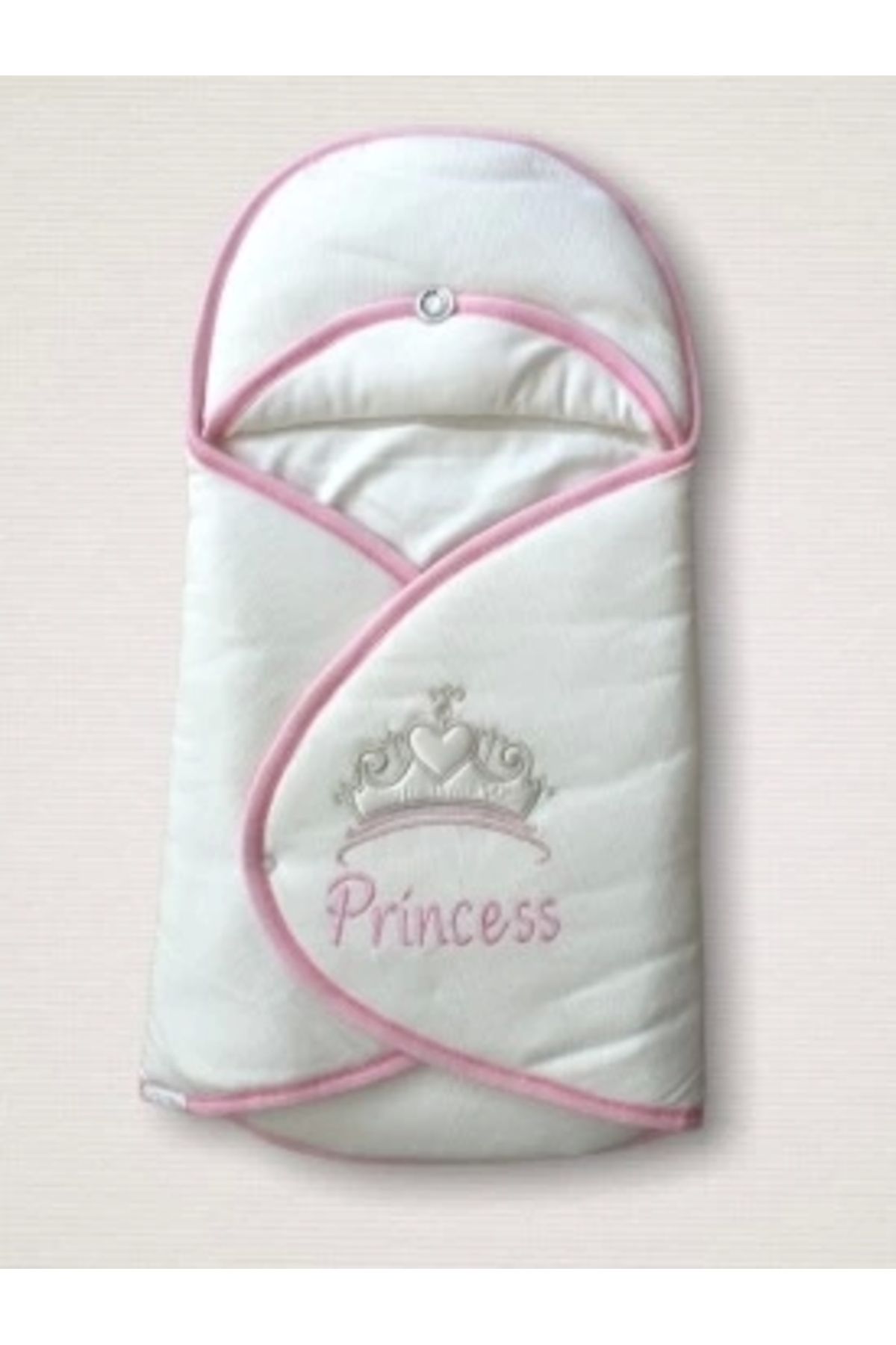 Diji Baby Yenidoğan Princess Nakışlı Çizgi Efektli Kız Bebek Klasik Kundak Bebek Battaniyesi