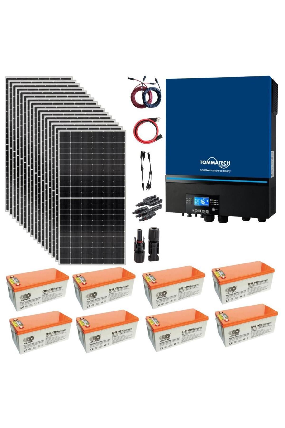 Fabri Solar Güneş Enerjisi Hazır Solar Paket – 7.2Kw İnverter + 12X 550W Güneş Paneli + 8X 12V 200Ah Jel Akü