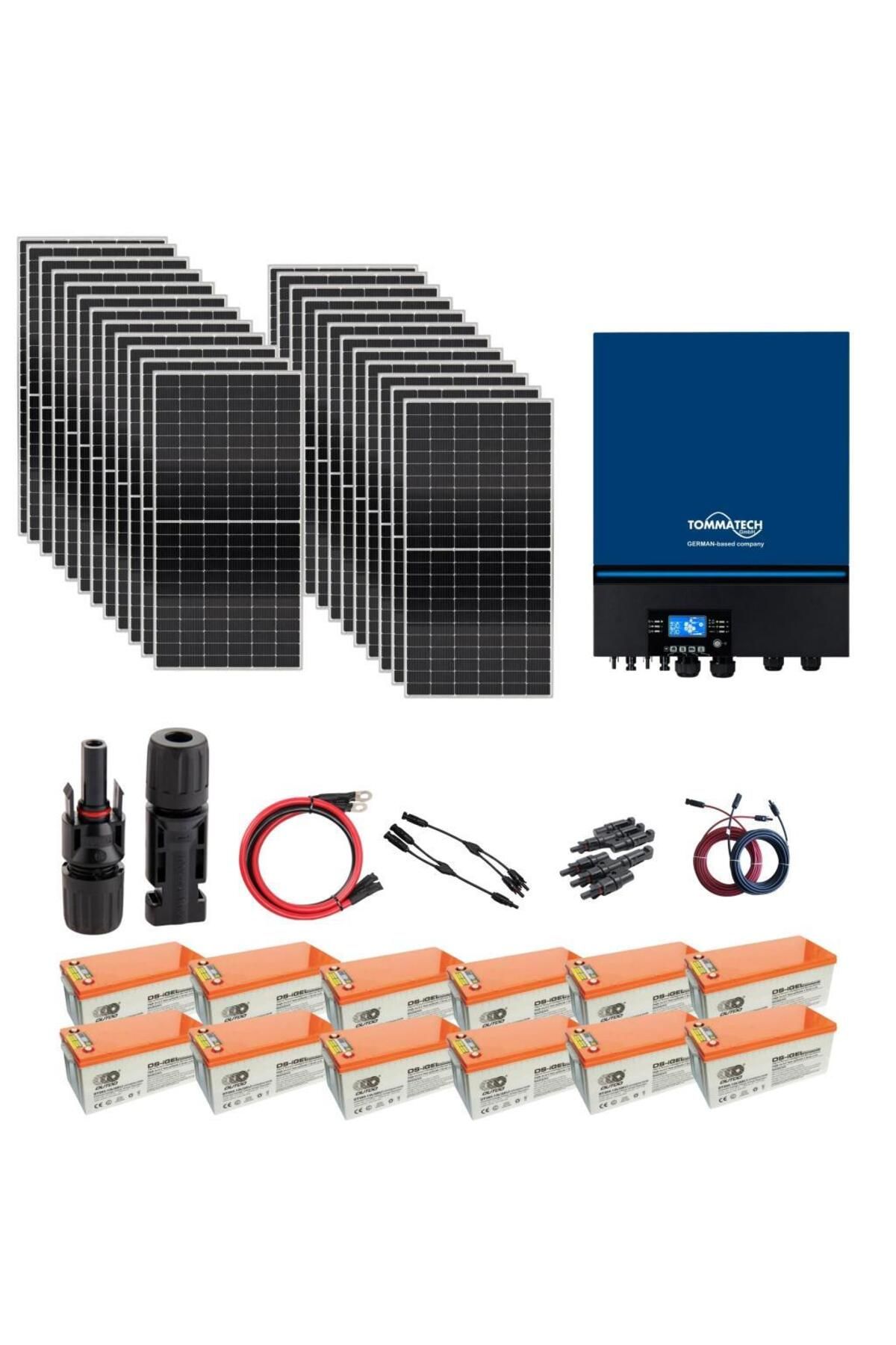 Fabri Solar Güneş Enerjisi Hazır Solar Paket – 11Kw İnverter + 20X 550W Güneş Paneli + 12X 12V 200Ah Jel Akü