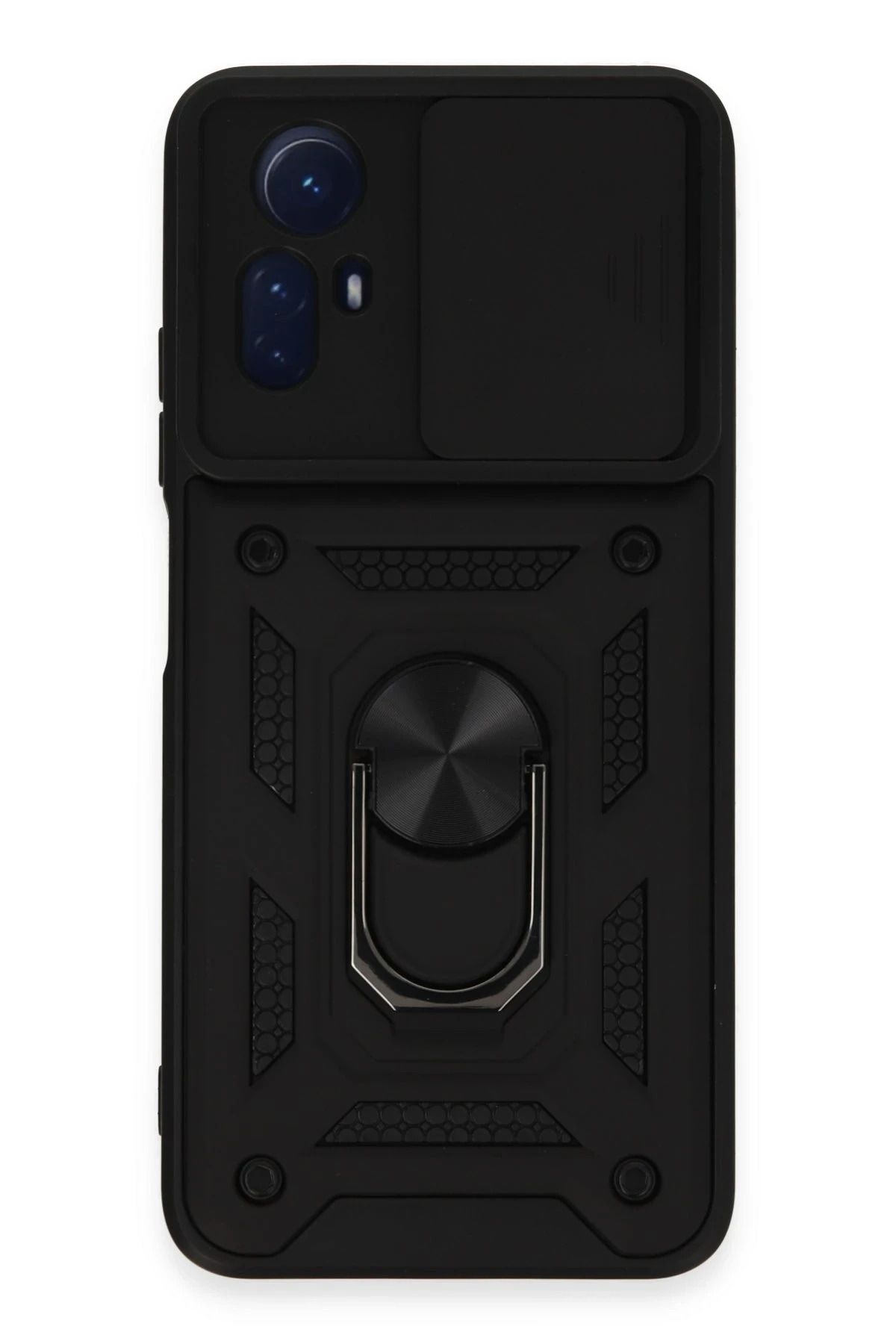 NewFace Xiaomi Redmi Note 12S Kılıf Pars Lens Yüzüklü Silikon - Siyah FERRG