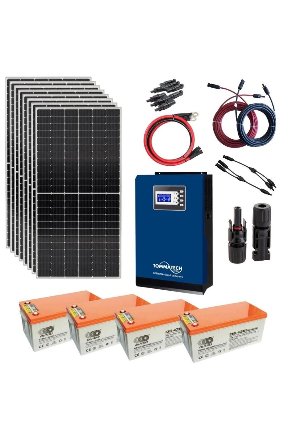 Fabri Solar Güneş Enerjisi Hazır Solar Paket – 3Kw İnverter + 8X 395W Güneş Paneli + 4X 12V 200Ah Jel Akü
