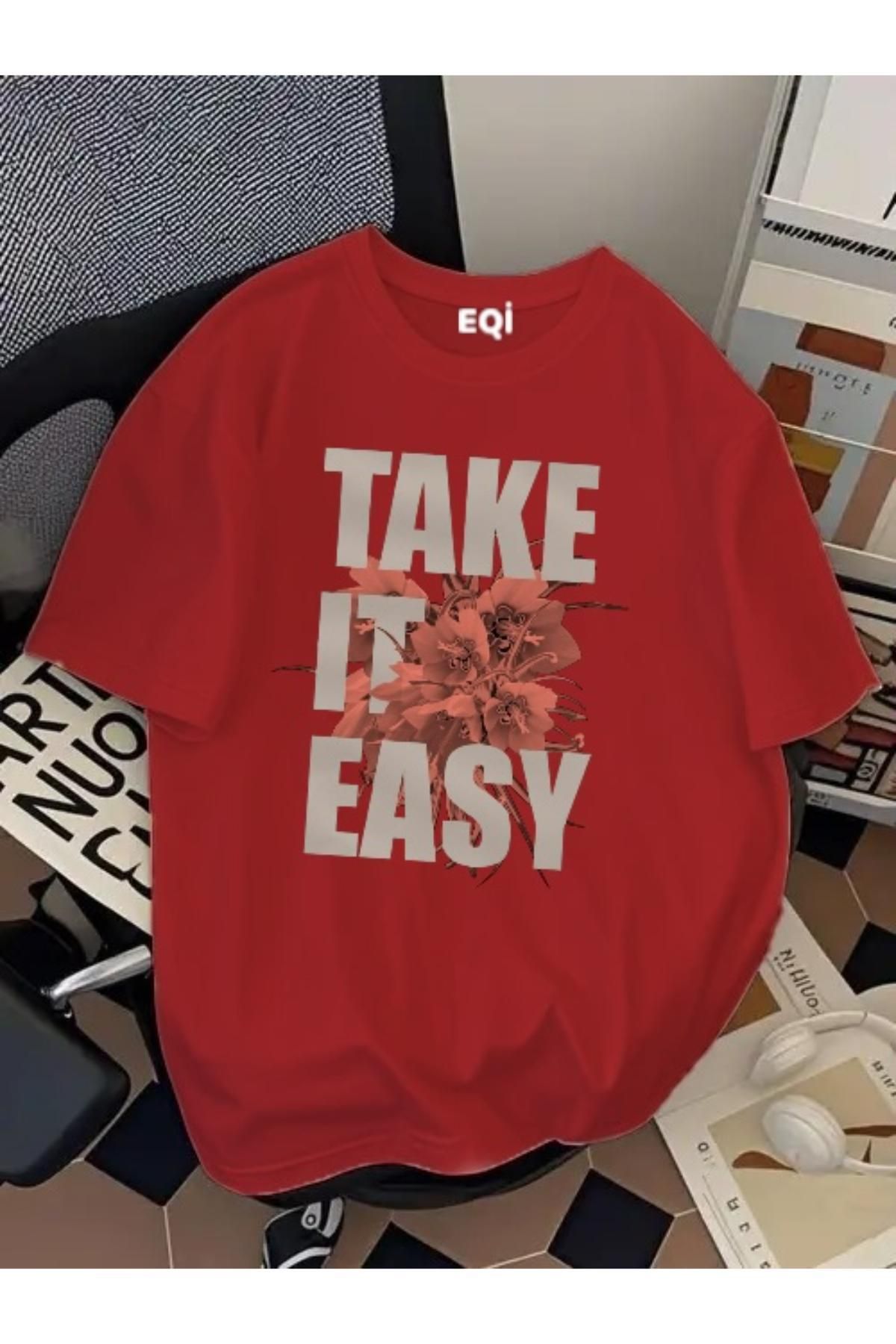 EQİ Take It Easy Baskılı Oversize T-Shirt