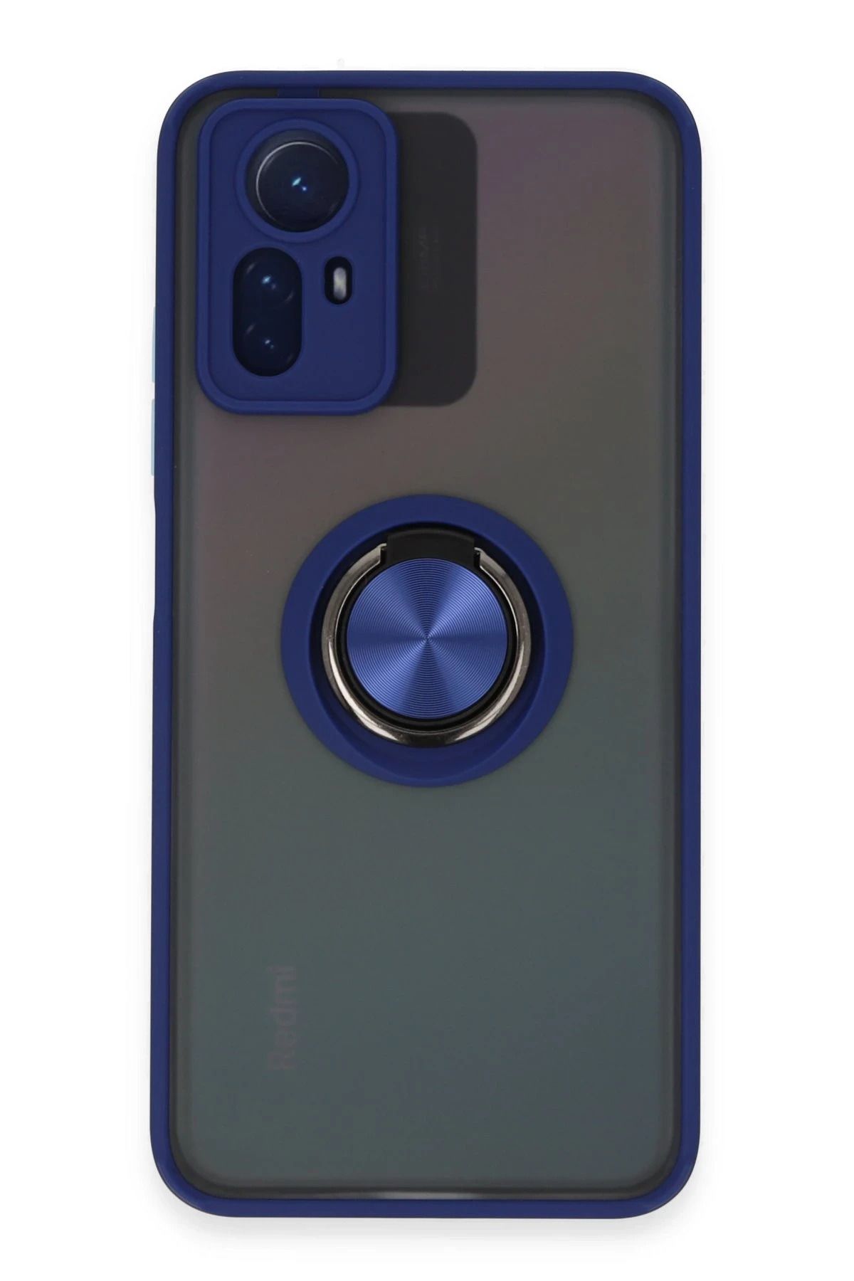 NewFace Xiaomi Redmi Note 12S Kılıf Montreal Yüzüklü Silikon Kapak - Lacivert FERRG