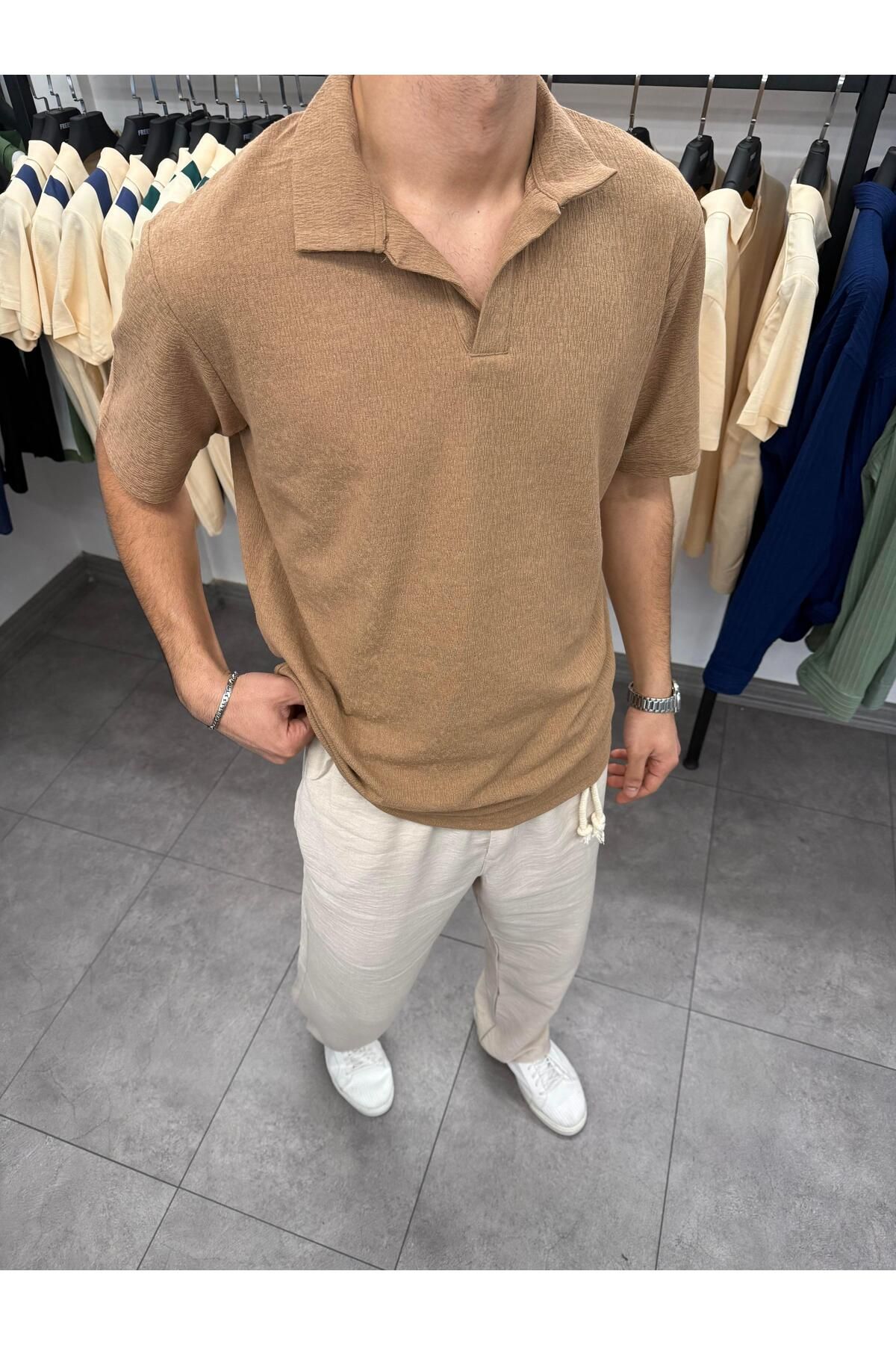 Butik Avrupa Kalıp Apaş Yaka Triko Kahve