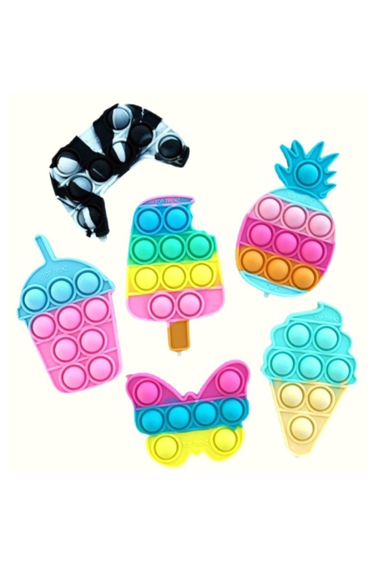 Flippy-Flippy Silicone Stress Reliever Toy, Pop It Now and Flip It, Stickers, Mixed Pattern, Multicolored 1