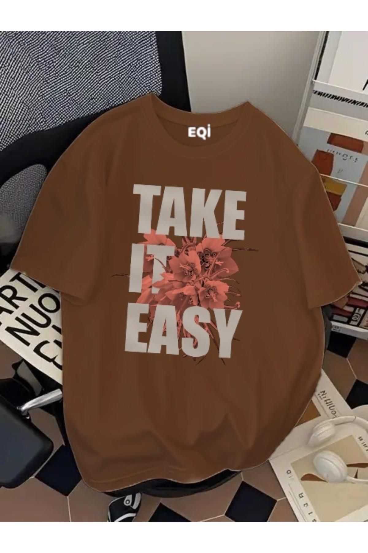 EQİ Take It Easy Baskılı Oversize T-Shirt