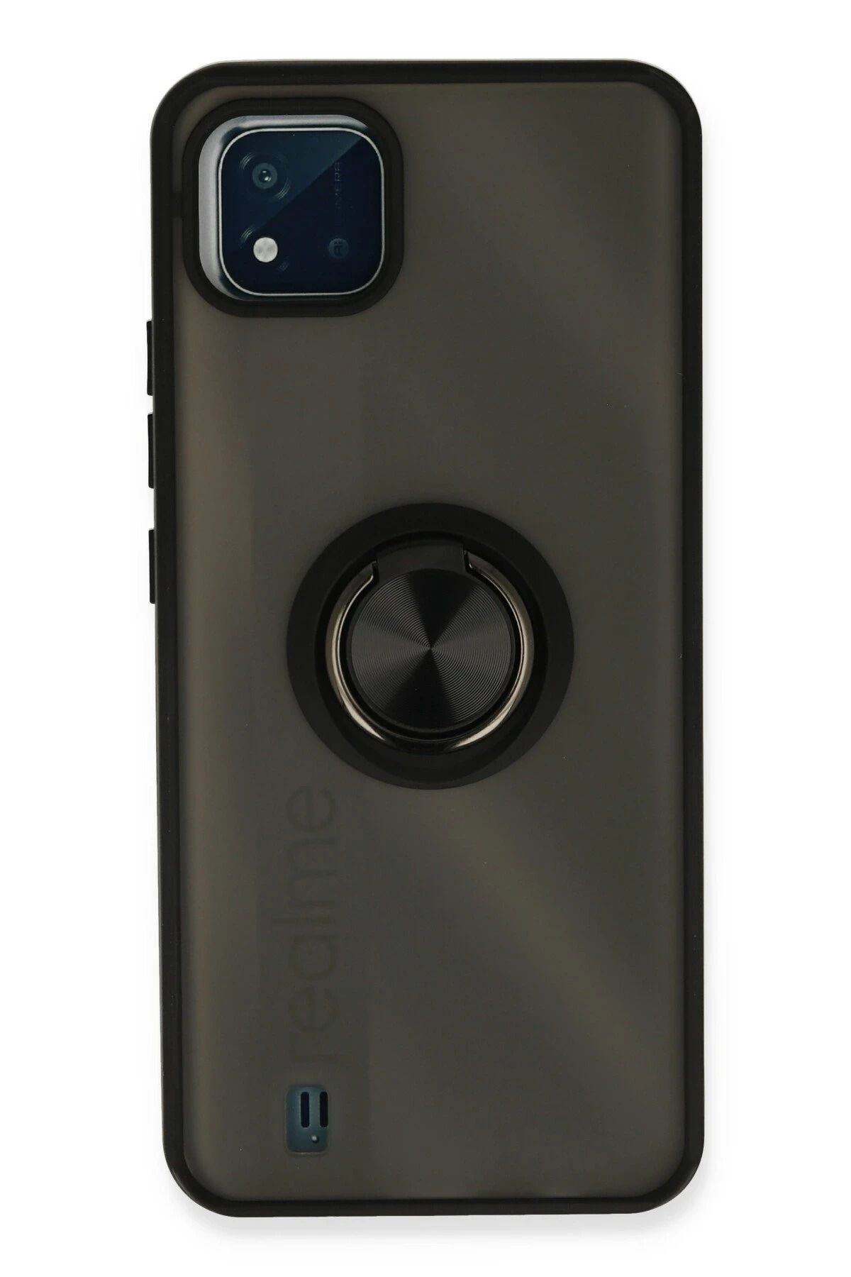 NewFace Realme C11 2021 Kılıf Montreal Yüzüklü Silikon Kapak - Siyah FERRG