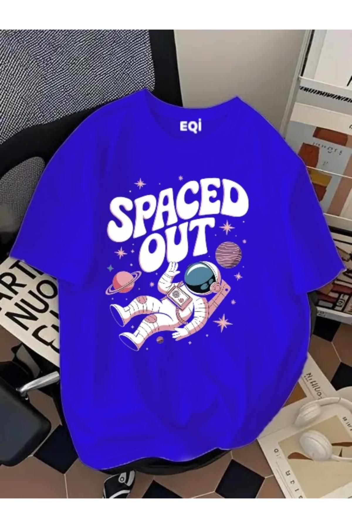 EQİ Astronot Spaced Out Baskılı Oversize T-Shirt