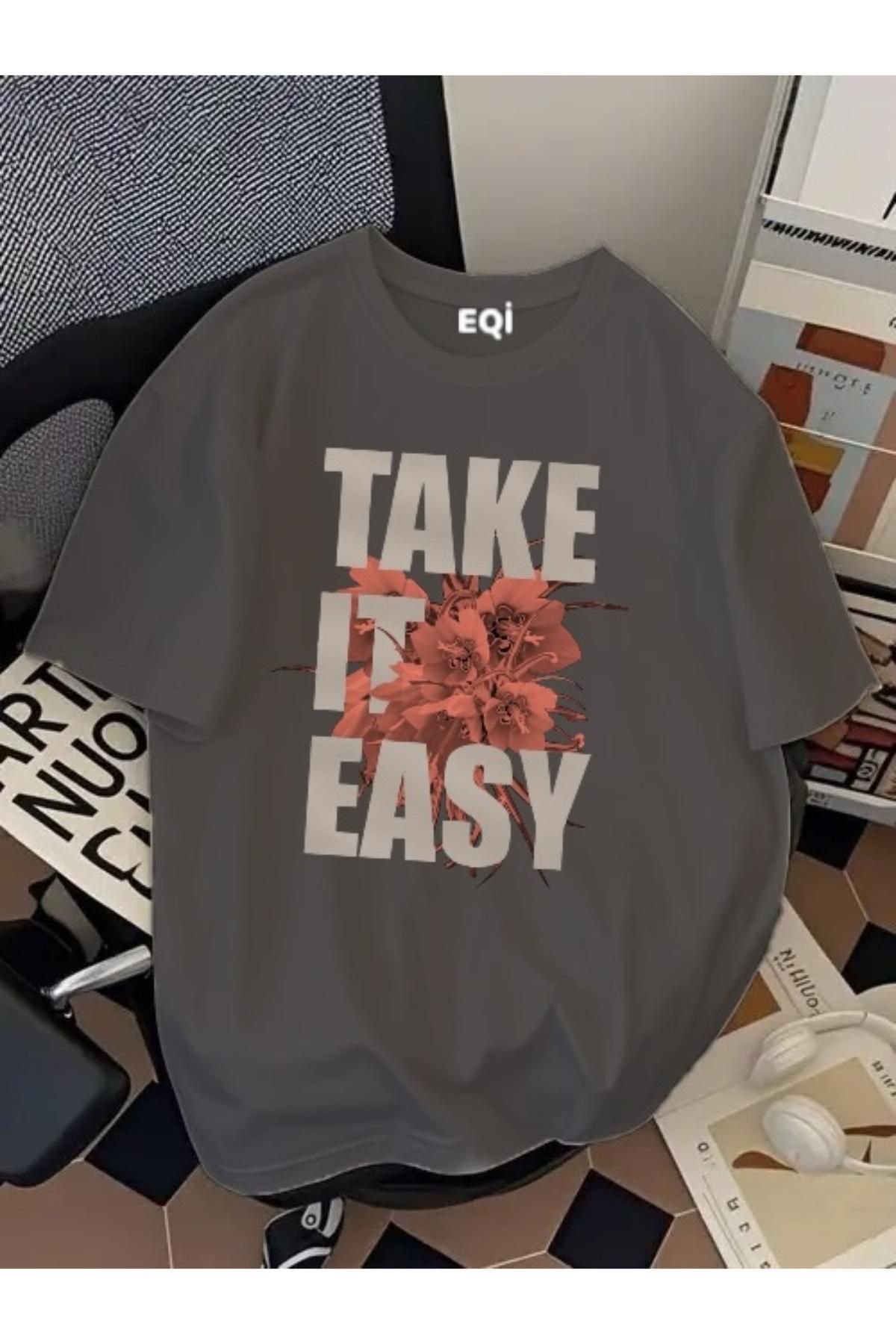 EQİ Take It Easy Baskılı Oversize T-Shirt