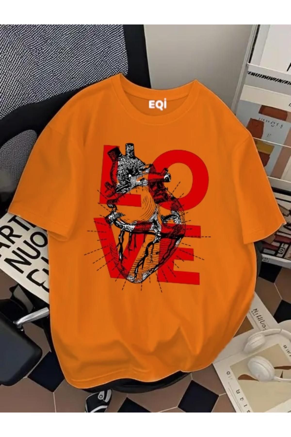 EQİ Love Kalp Baskılı Oversize T-Shirt