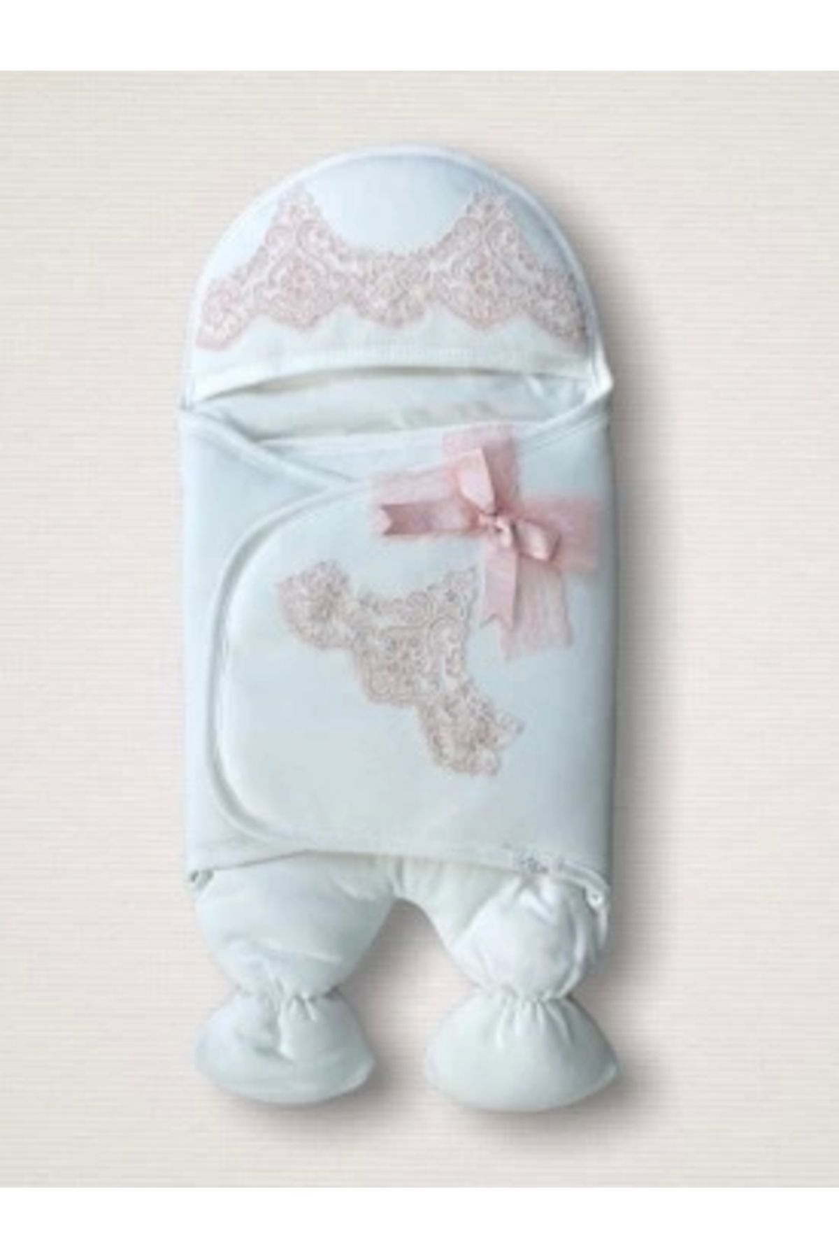 Diji Baby Yenidoğan Fistolu Fiyonk Kurdelalı Şapkalı Lüks Kız Erkek Bebek Ayaklı Kundak Bebek Battaniyesi